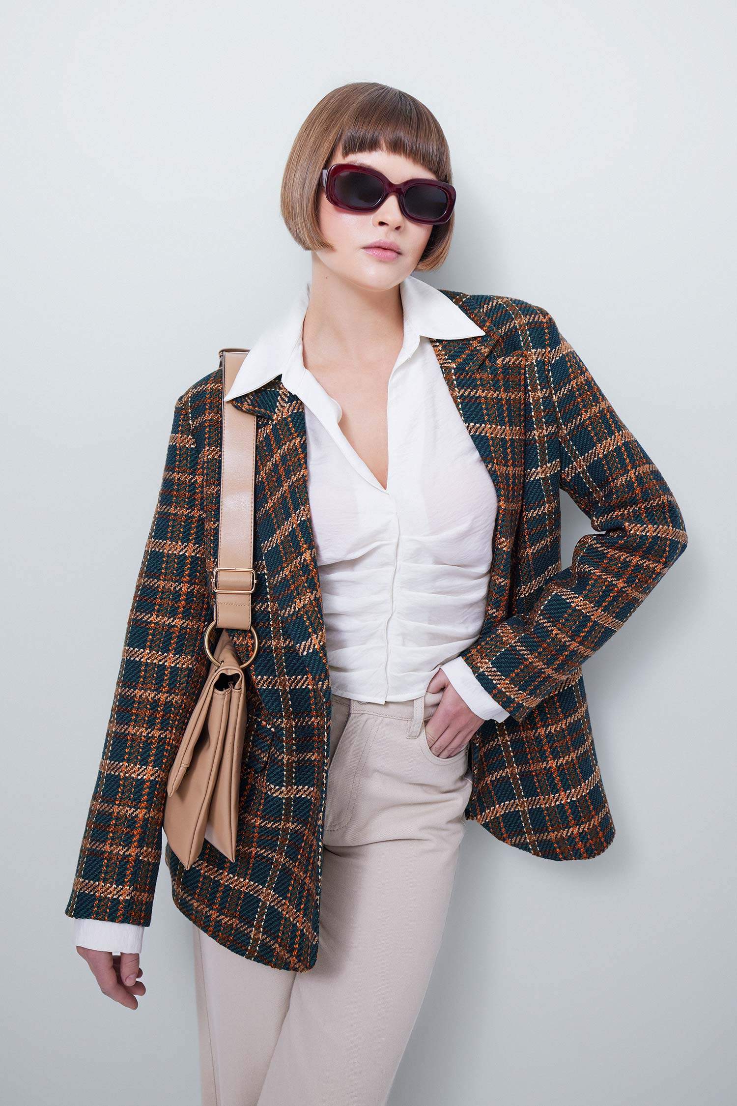 Fitted V Yaka Uzun Kollu Bluz