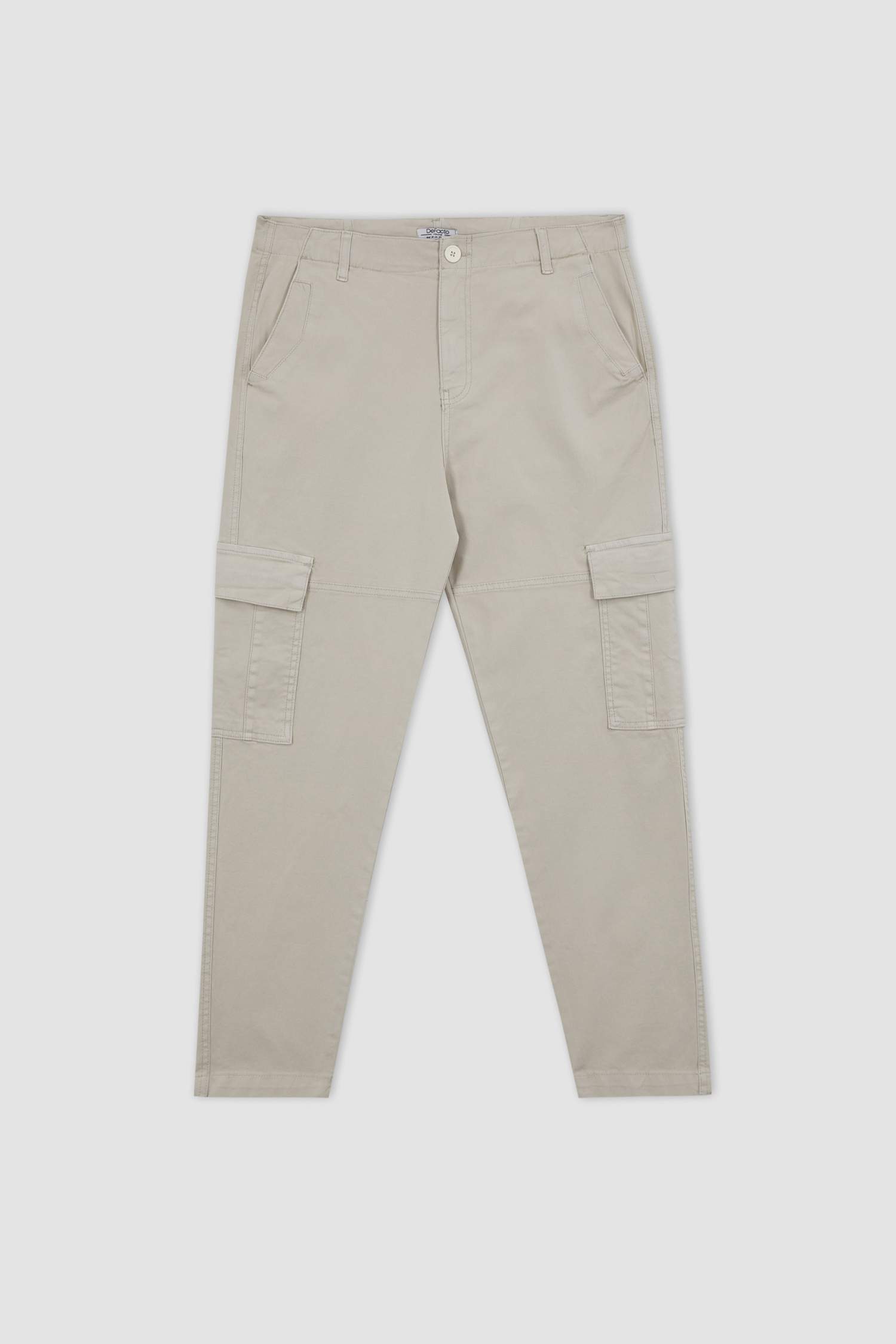 Relax Fit Kargo Cepli Düz Paça Gabardin Pantolon
