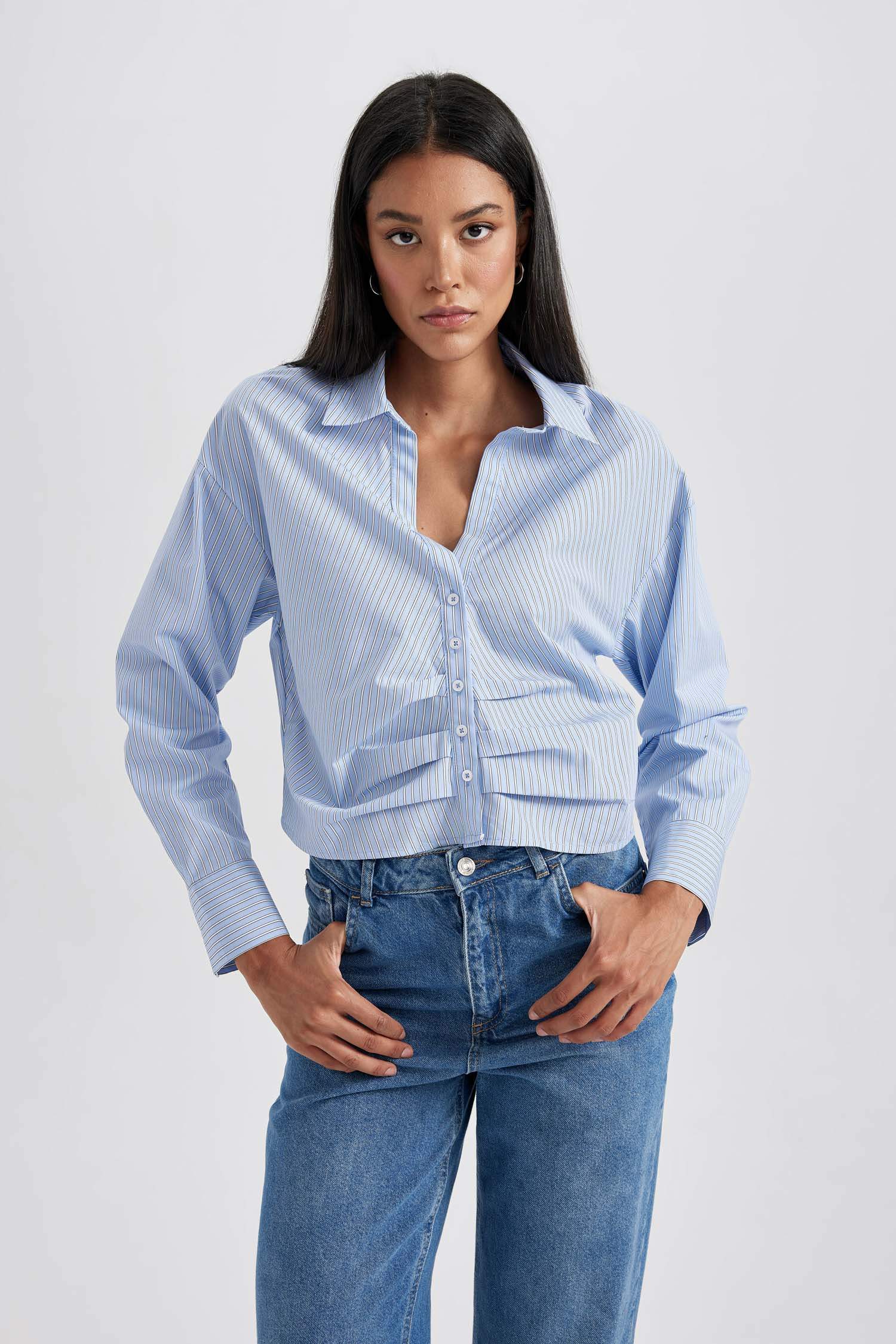 Рубашка с длинным рукавом из поплина