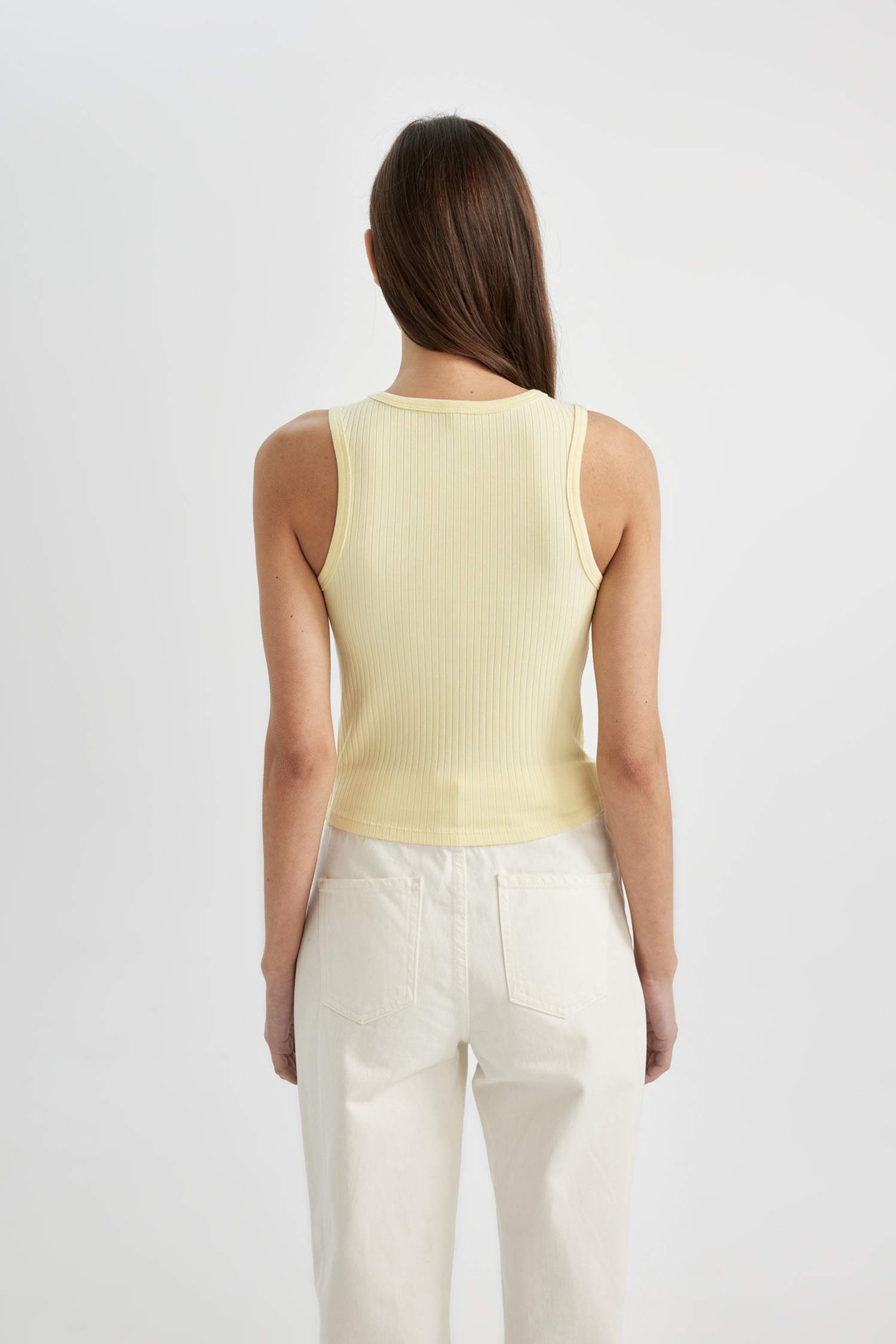 Slim Fit Dar Kesim Halter Yaka Fitilli Kaşkorse Atlet