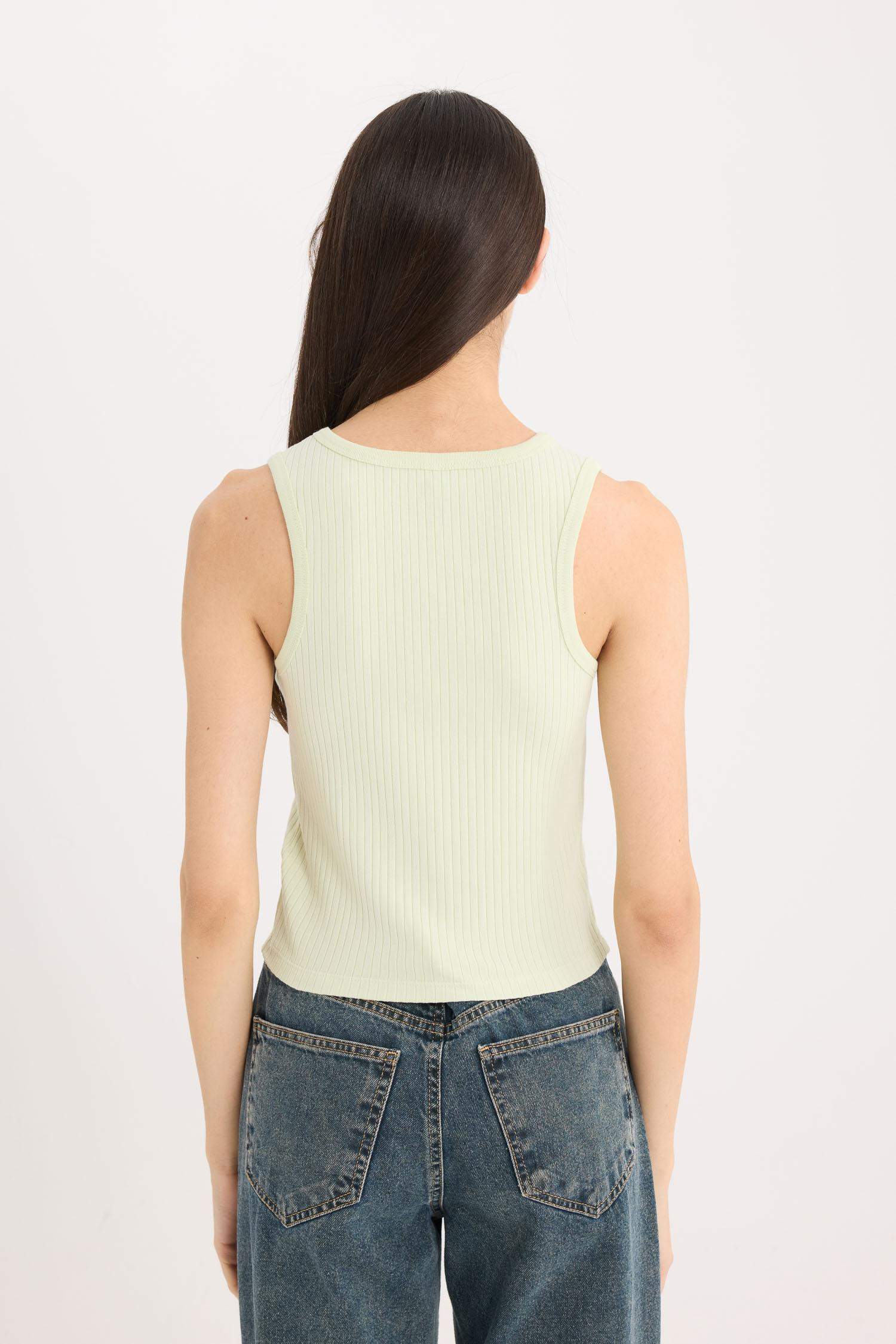 Slim Fit Halter Neck Basic Ribbed Camisole Tank Top