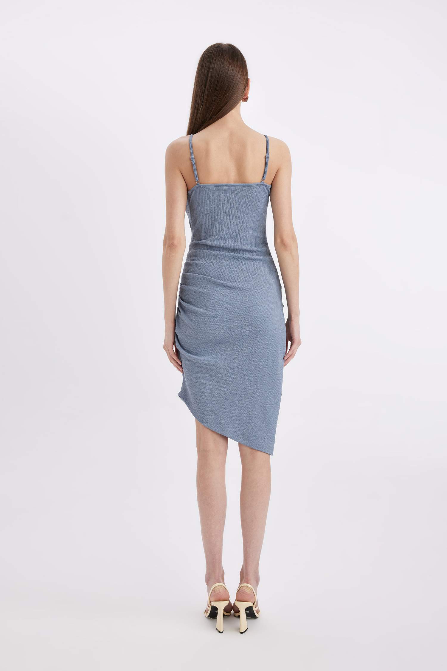 Bodycon Wrap Neck Strap Midi Dress