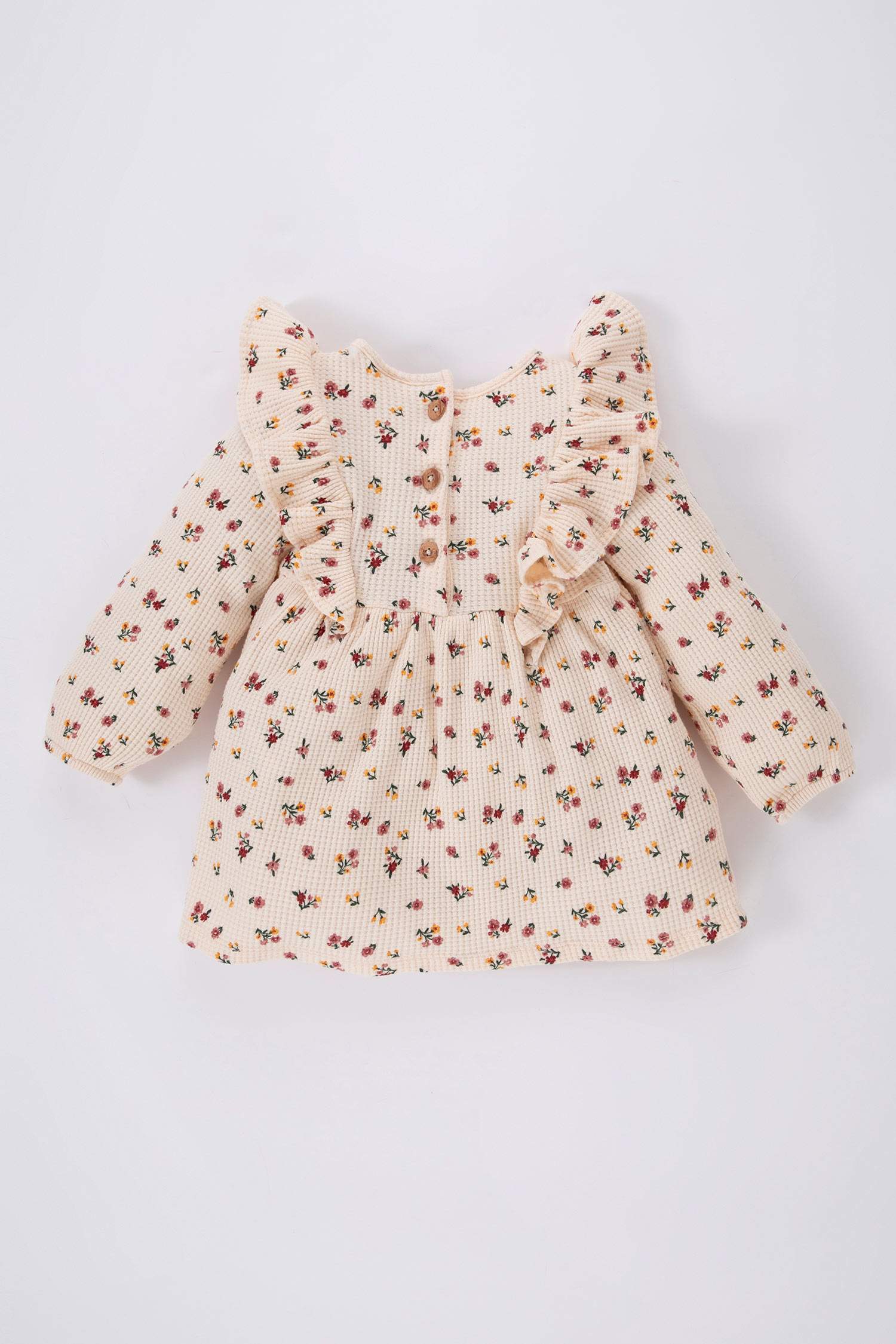 Beige BABY GIRL Regular Fit Flower Long Sleeve Knitted Dress 2845939 ...