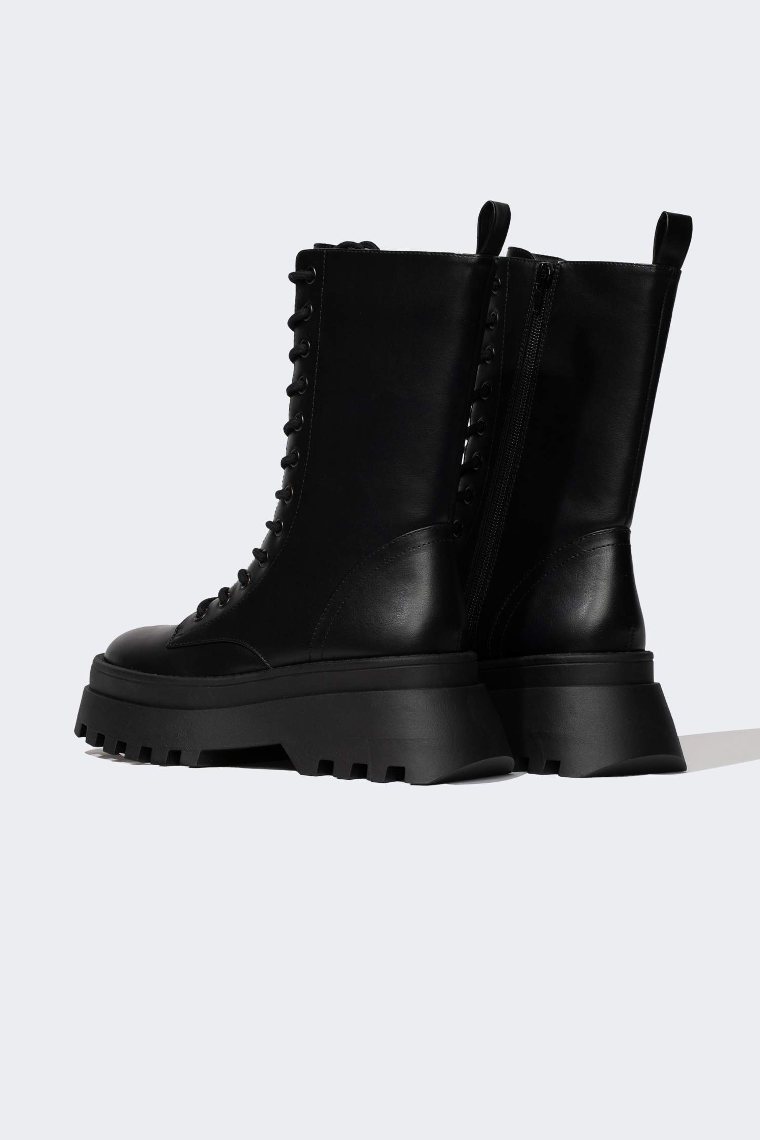 Bottes en Faux Cuir à Semelle Épaisse pour Femme