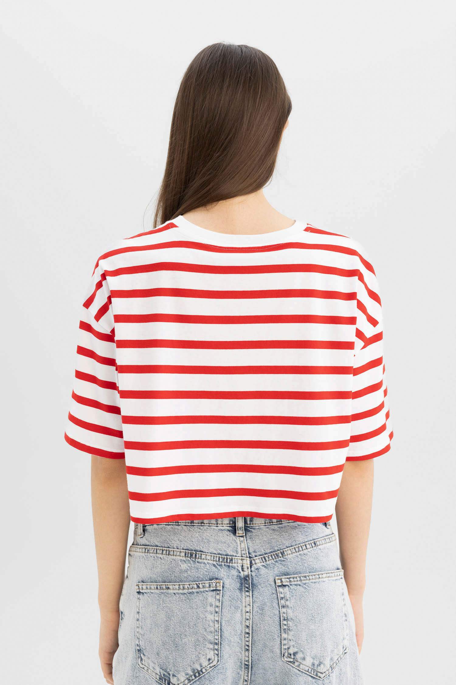 تيشيرت مخطط سليم فيت نص ردن