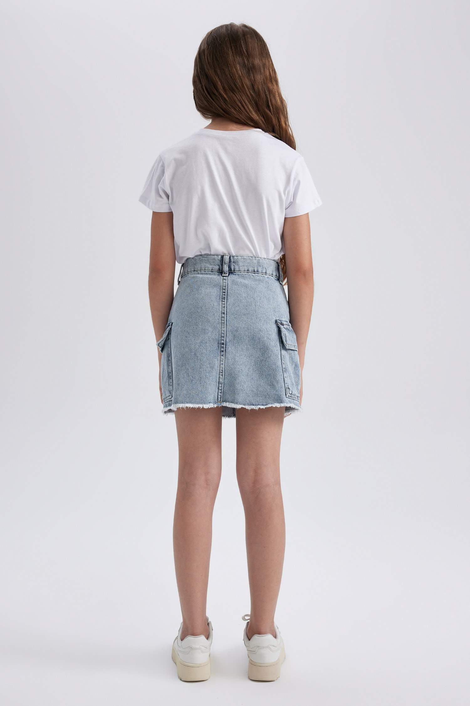 Girl Denim Cargo Fit Skirt