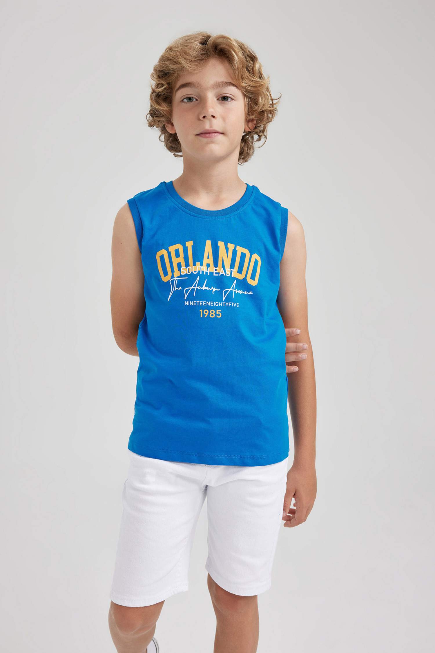 Boy Crew Neck Printed Sleeveless T-Shirt