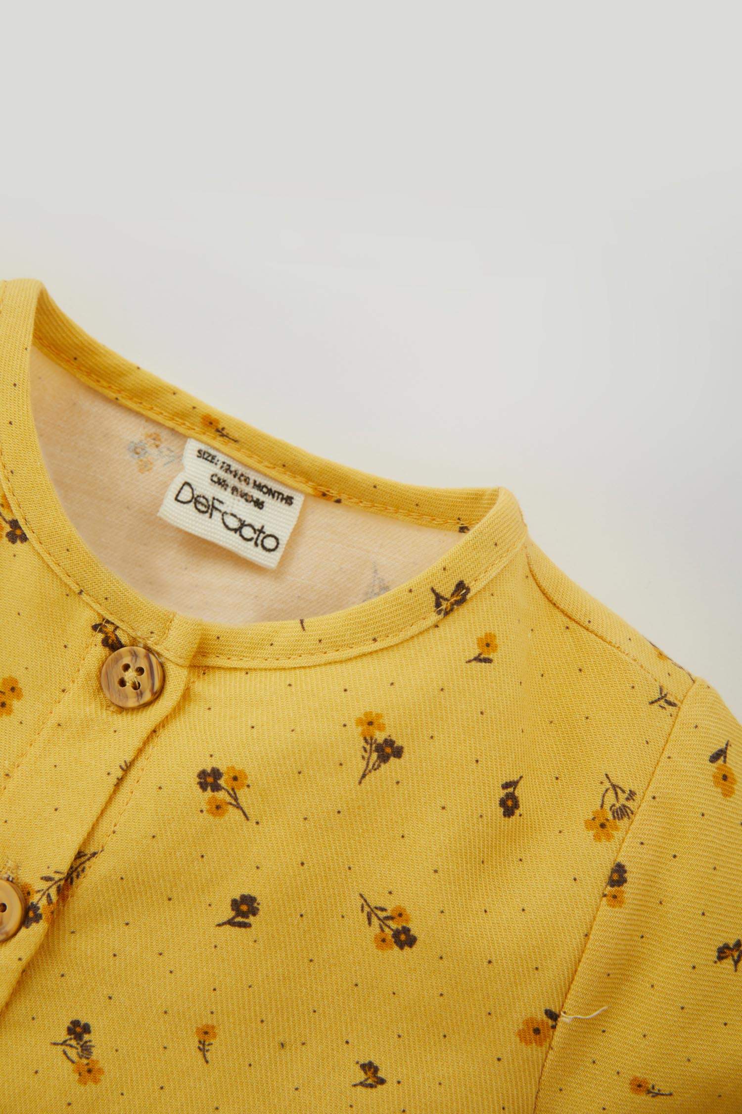 Yellow Baby Girl Regular Fit Flower Long Sleeve Woven Dress 2846806 DeFacto