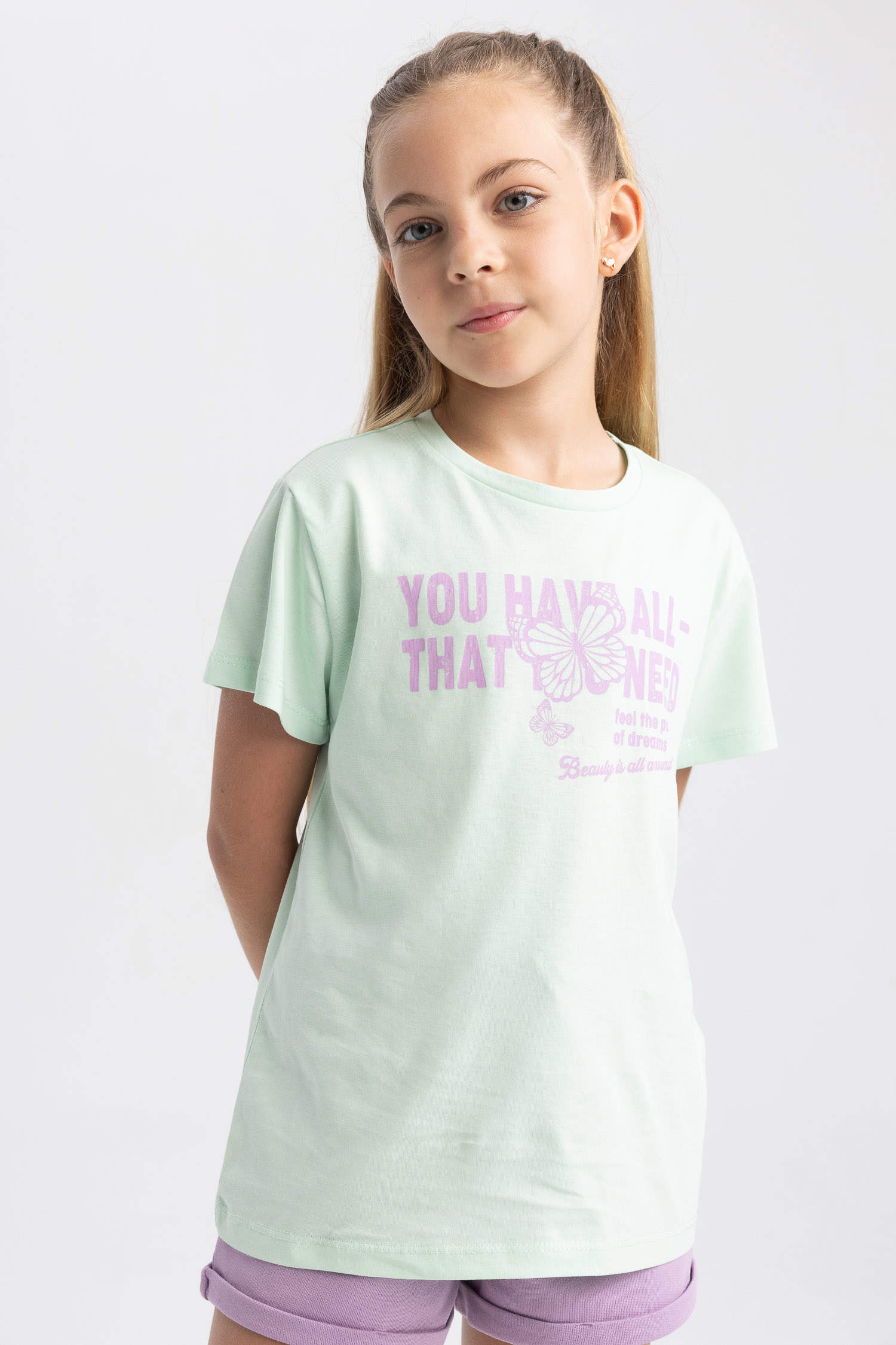 Turquoise GIRLS & TEENS Regular Fit Short Sleeve T-shirt 2836903 | DeFacto