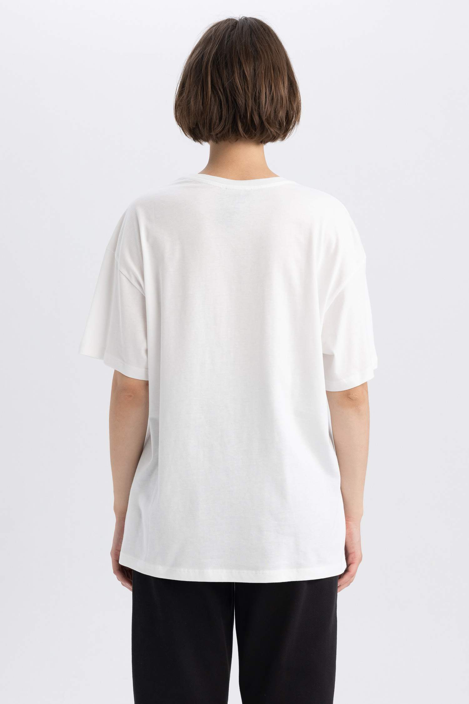 AC/DC Oversize Fit Bisiklet Yaka Kısa Kollu %100 Pamuk Tişört