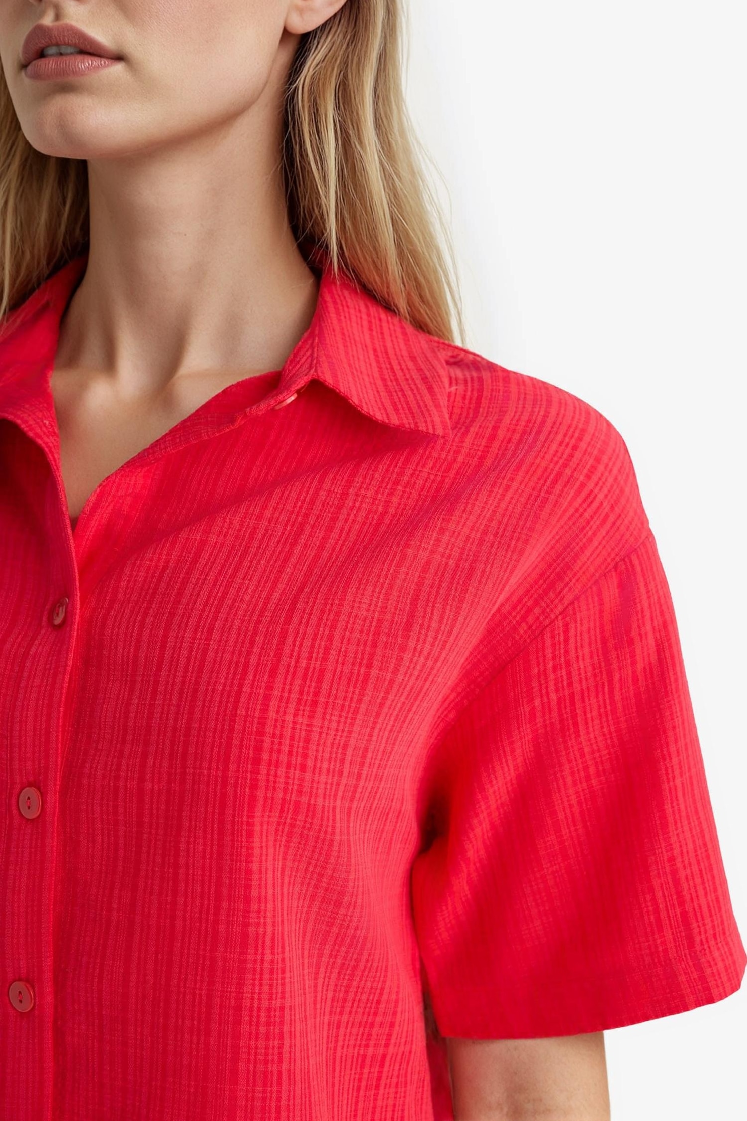 Oversize Fit Linen Look Short Sleeve Shirt