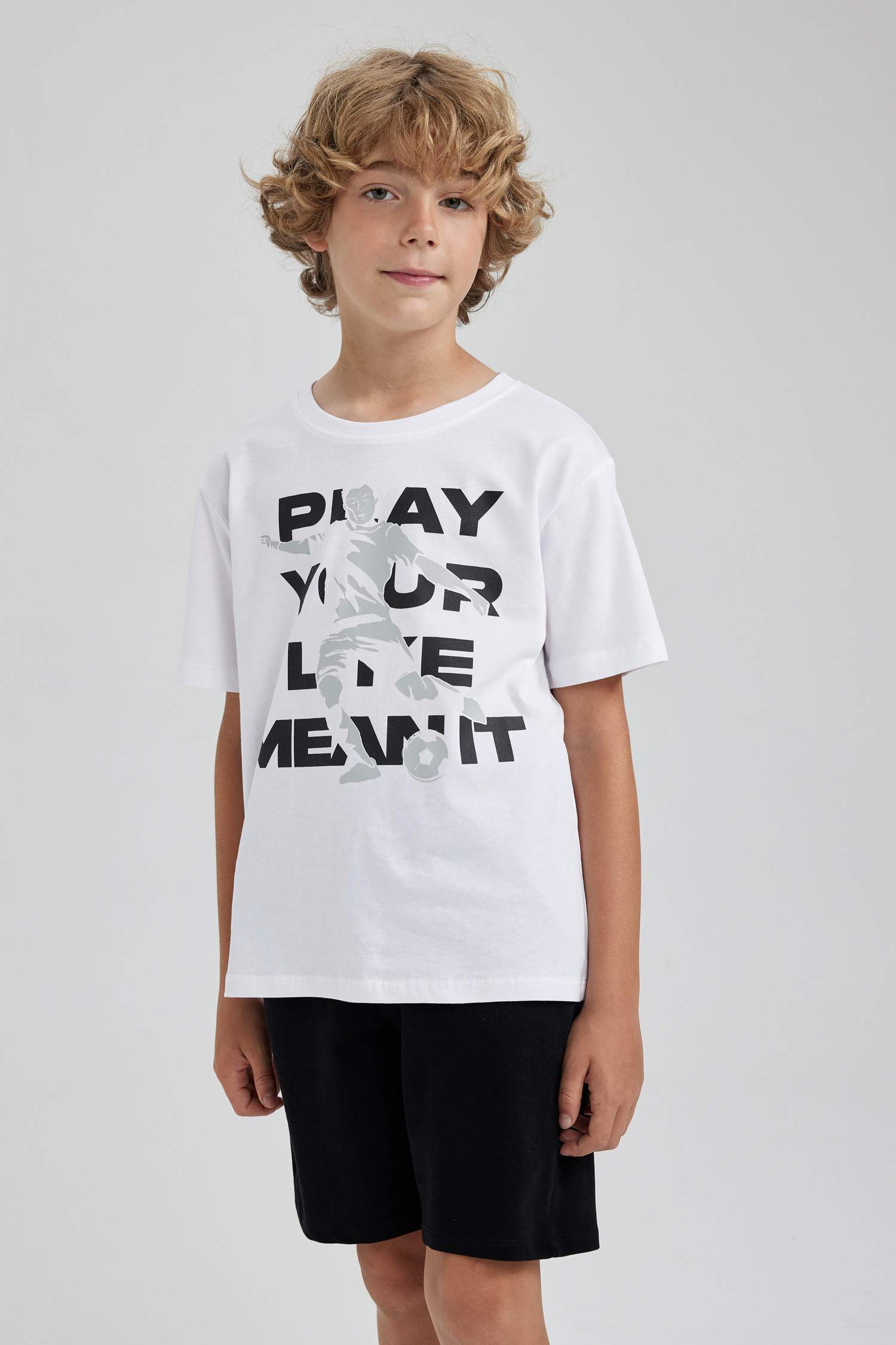 T-Shirt Oversize À Manches Courtes Imprimé Col Ras Du Cou Garçon