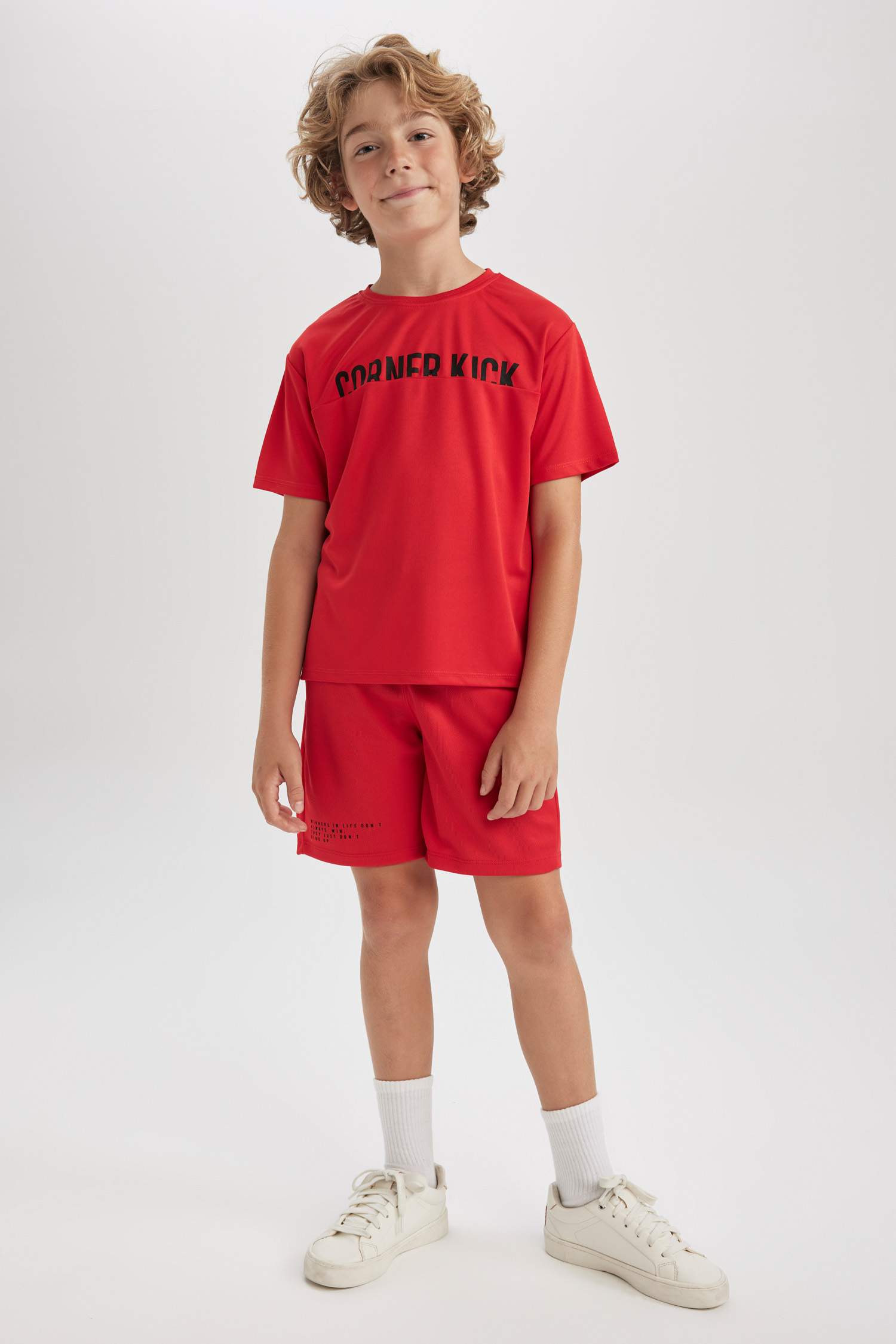 Boy Oversize Fit Crew Neck Label Printed T-Shirt