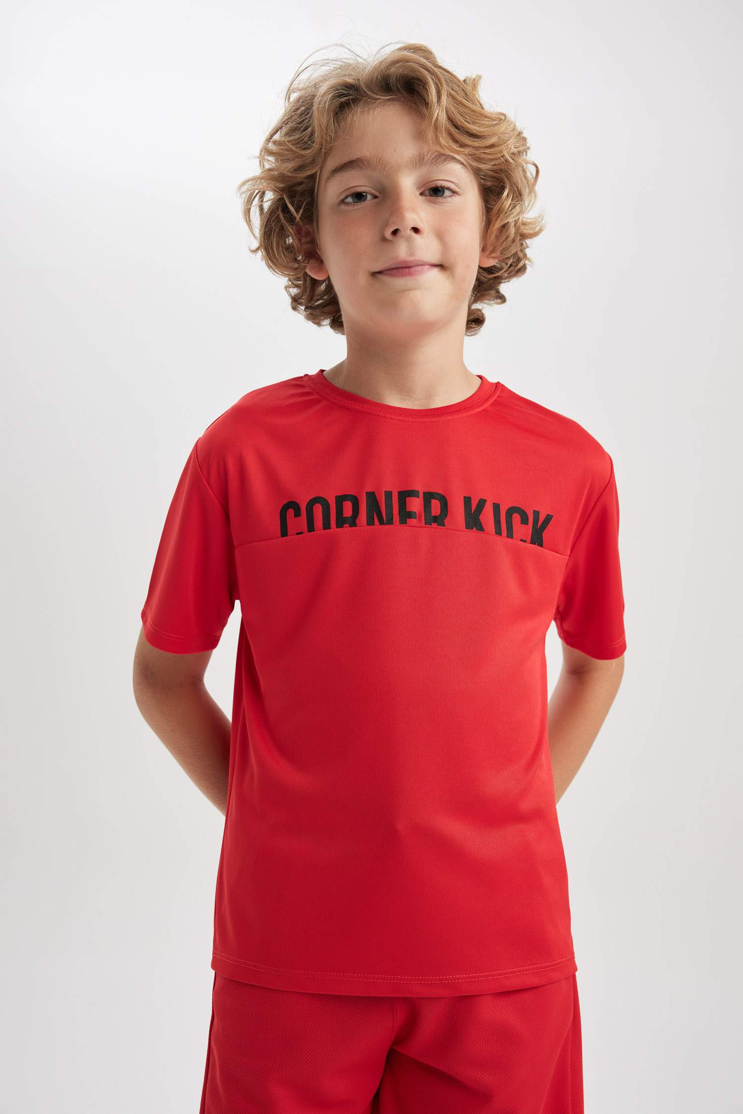 Boy Oversize Fit Crew Neck Label Printed T-Shirt