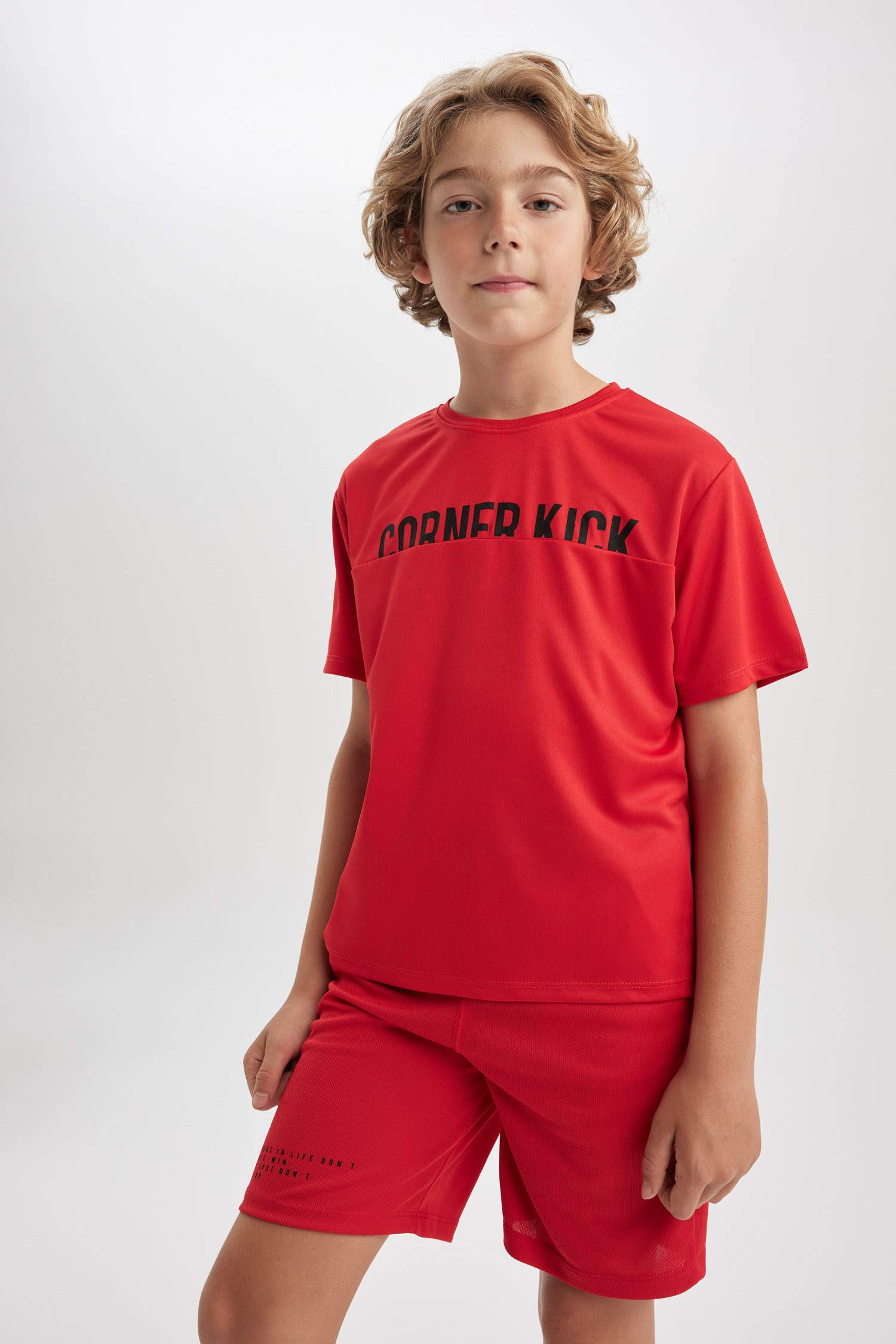 Boy Oversize Fit Crew Neck Label Printed T-Shirt