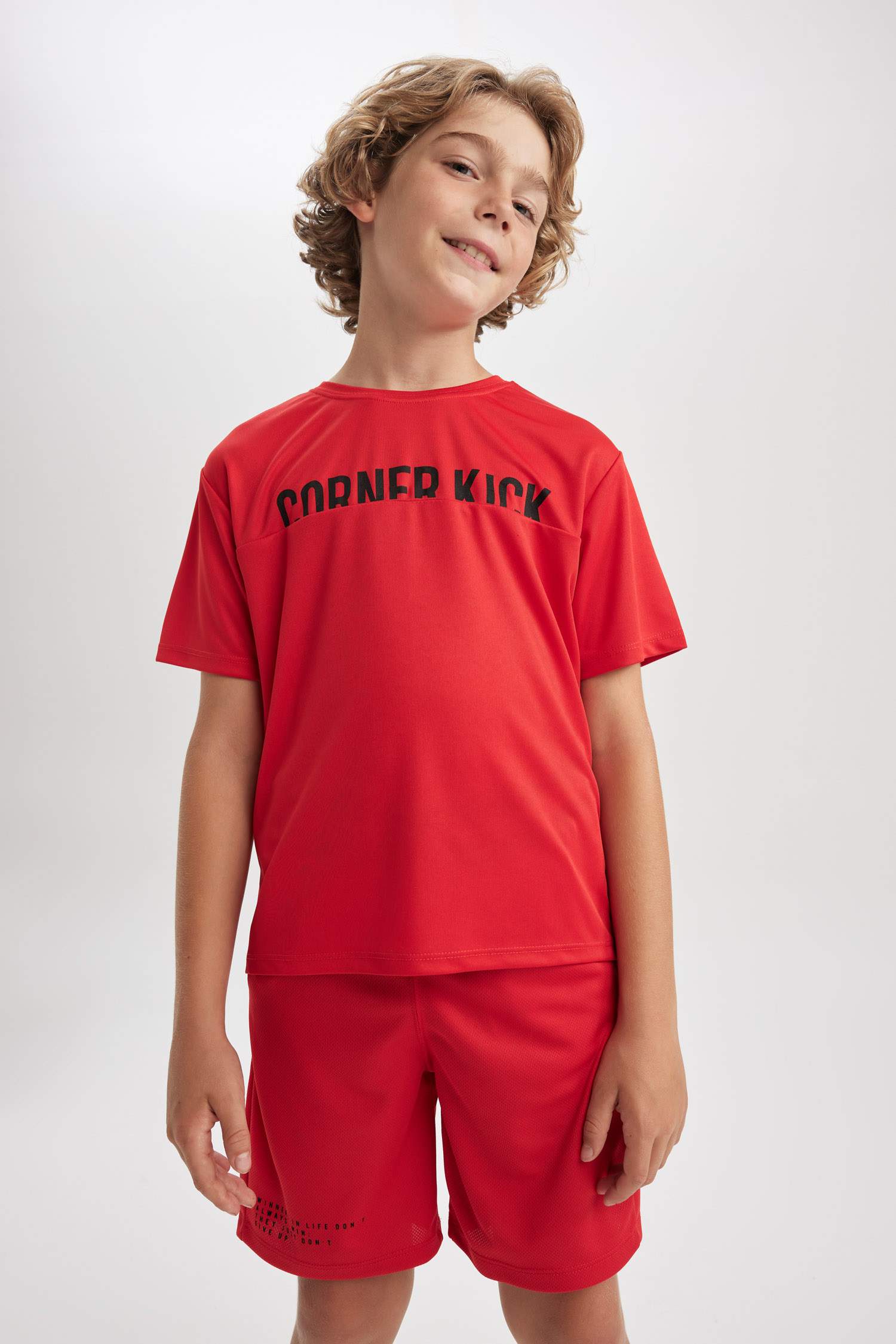 Boy Oversize Fit Crew Neck Label Printed T-Shirt