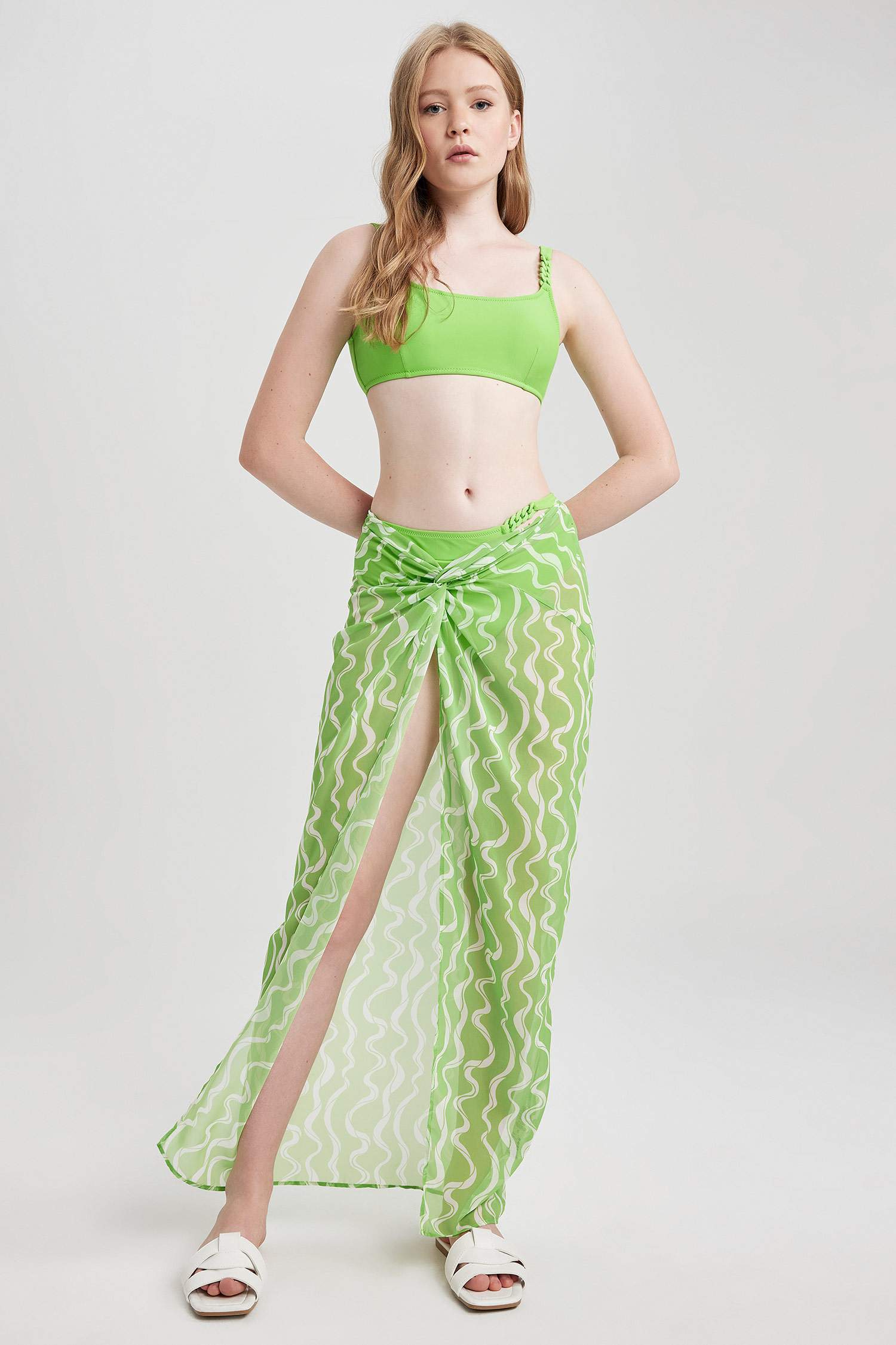 Regular Fit Printed Chiffon Beachwear