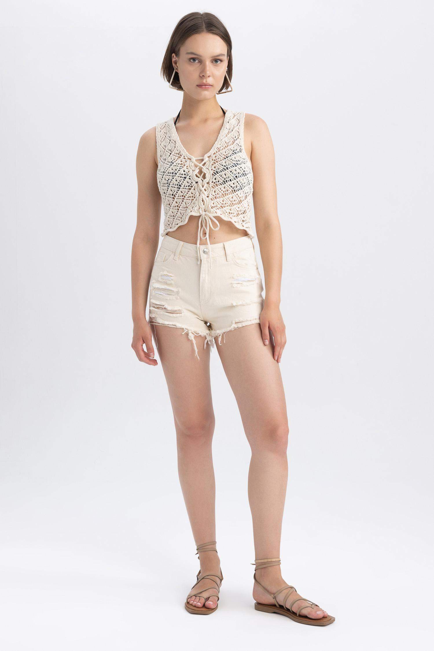 Top coupe régulière Col En V