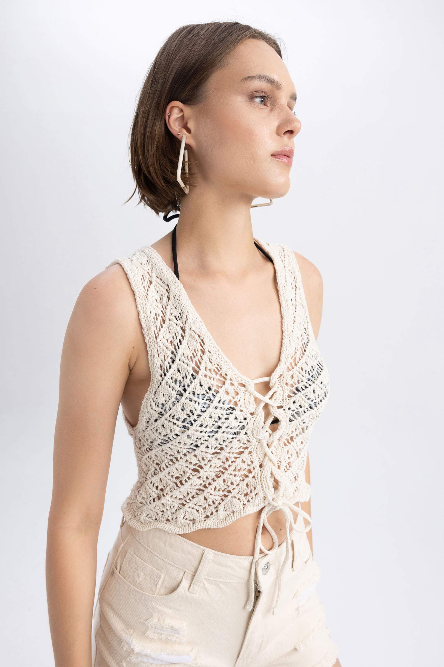 Top coupe régulière Col En V