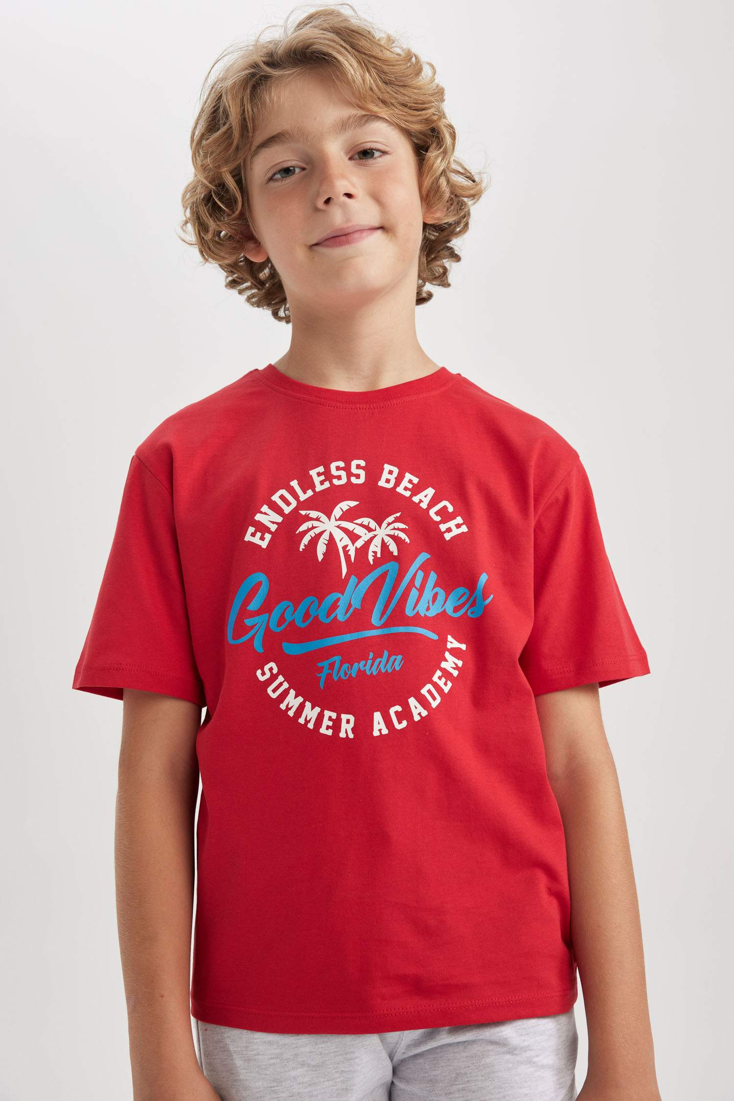 Red BOYS & TEENS Printed Short Sleeve T-Shirt 2891375 | DeFacto