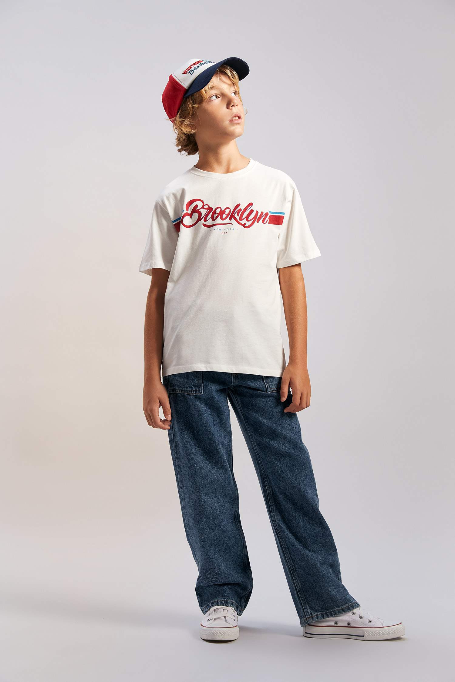 Футболка с принтом с круглым вырезом для мальчиков, Школьная коллекция