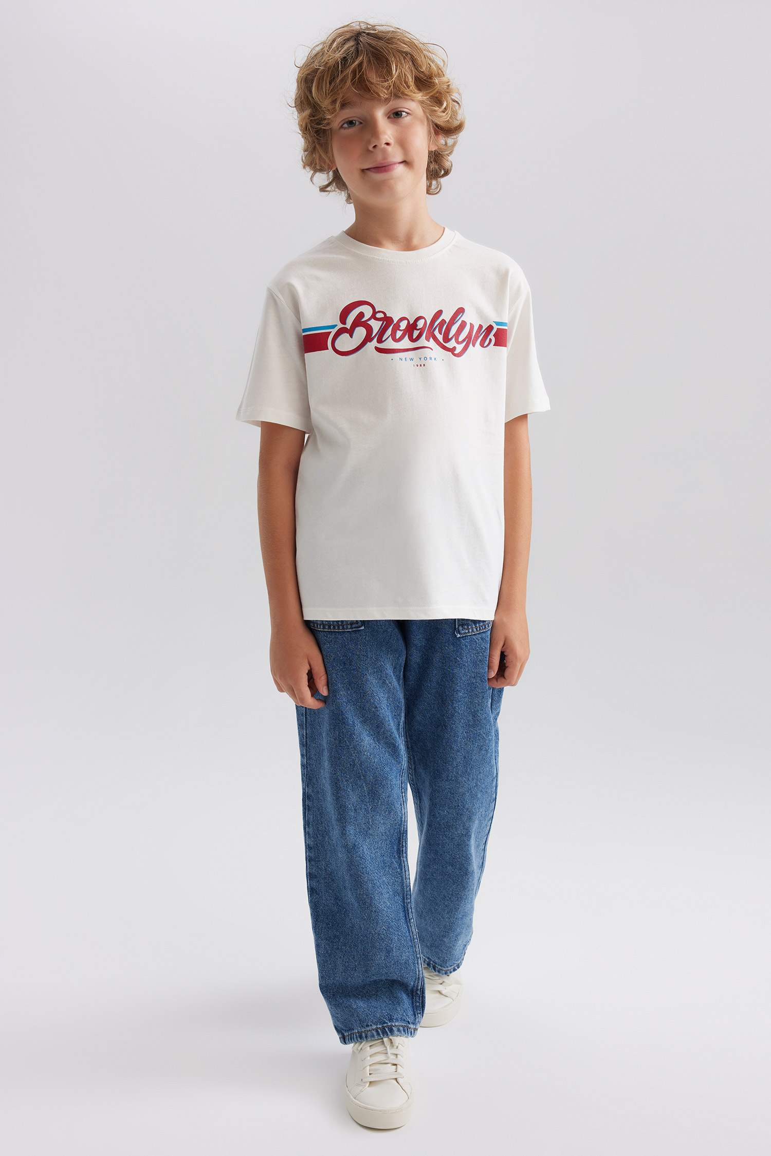 Футболка с принтом с круглым вырезом для мальчиков, Школьная коллекция