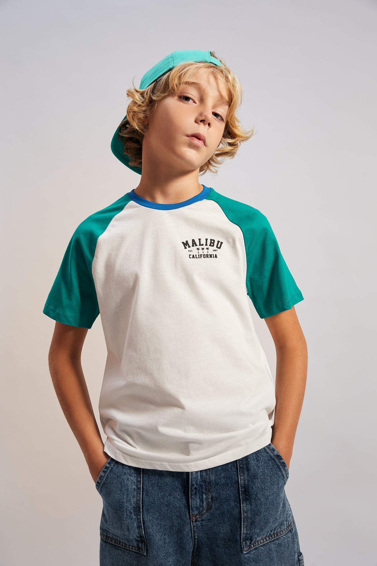 Футболка с принтом с круглым вырезом для мальчиков, Школьная коллекция