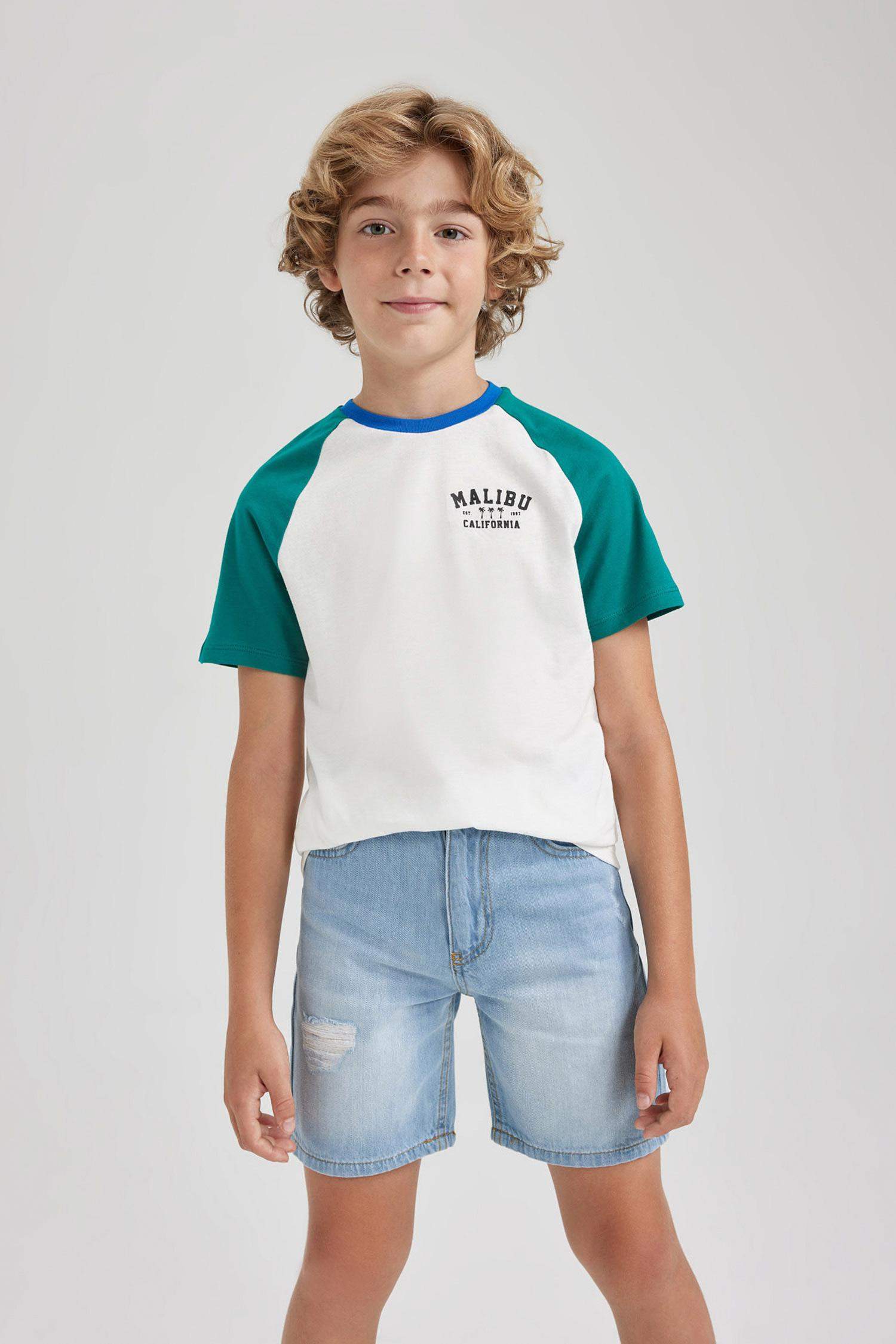 Футболка с принтом с круглым вырезом для мальчиков, Школьная коллекция