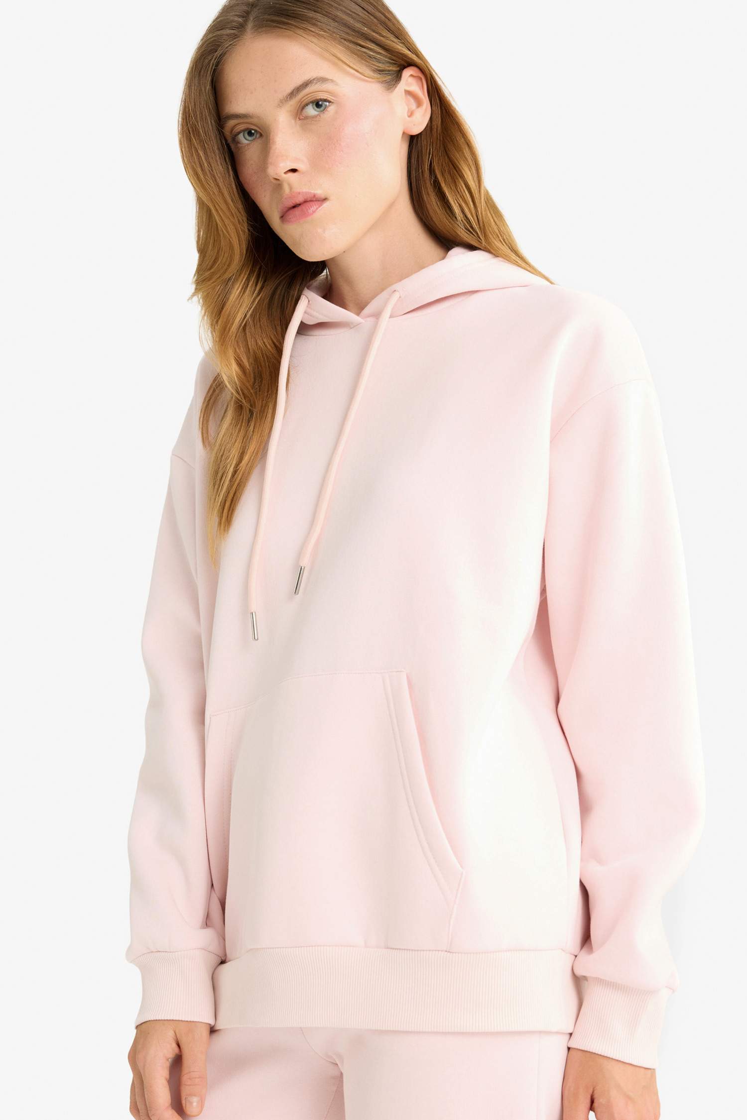 Relax Fit Hooded Basic Thick Fabric Sweatshirt