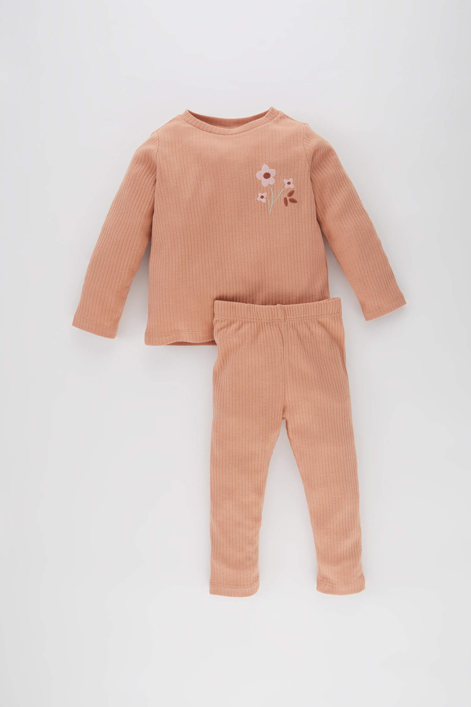 Brown BABY GIRL 2 piece Regular Fit Crew Neck Embroidered Knitted ...