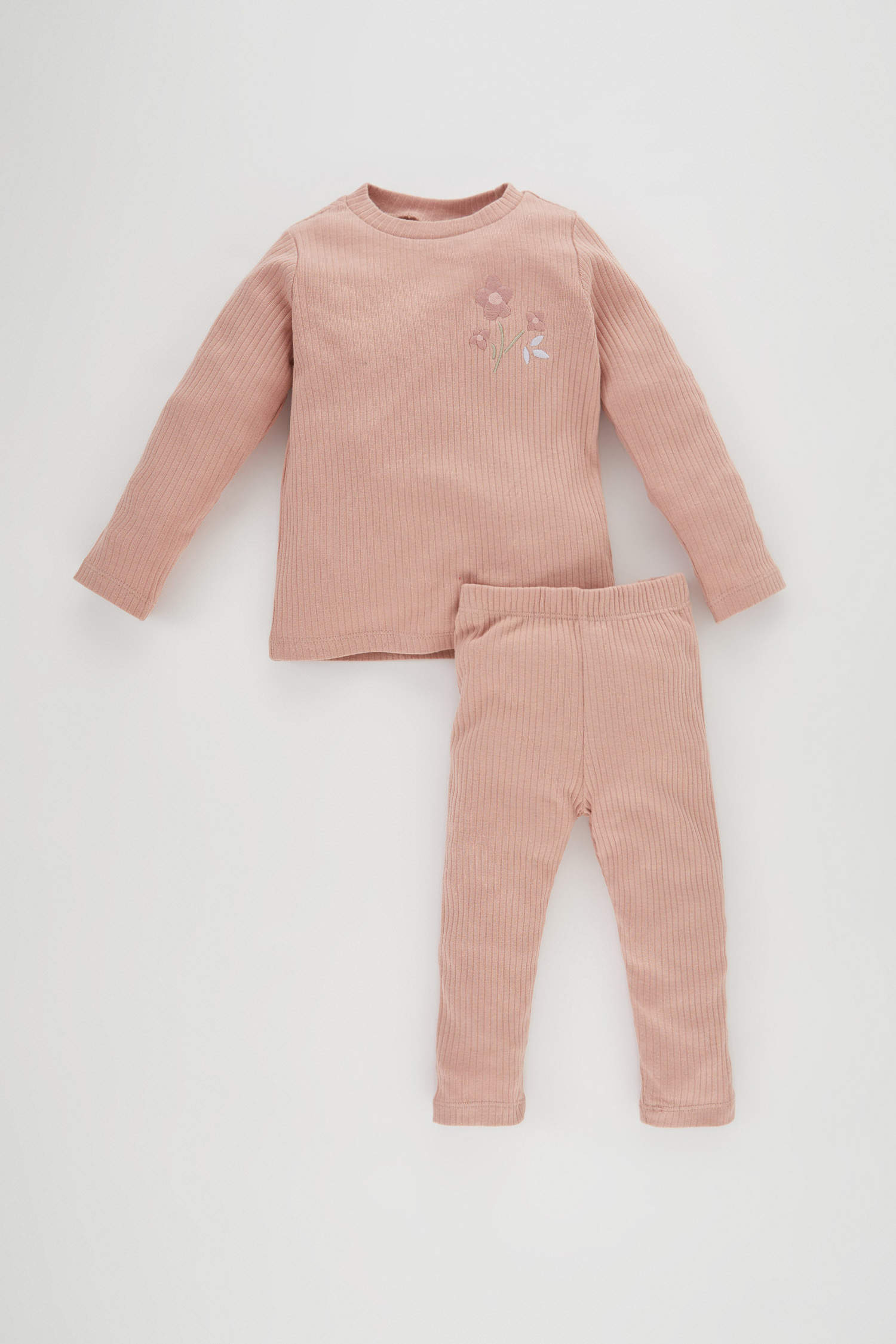 Pink BABY GIRL 2 piece Regular Fit Crew Neck Embroidered Pyjamas Set ...