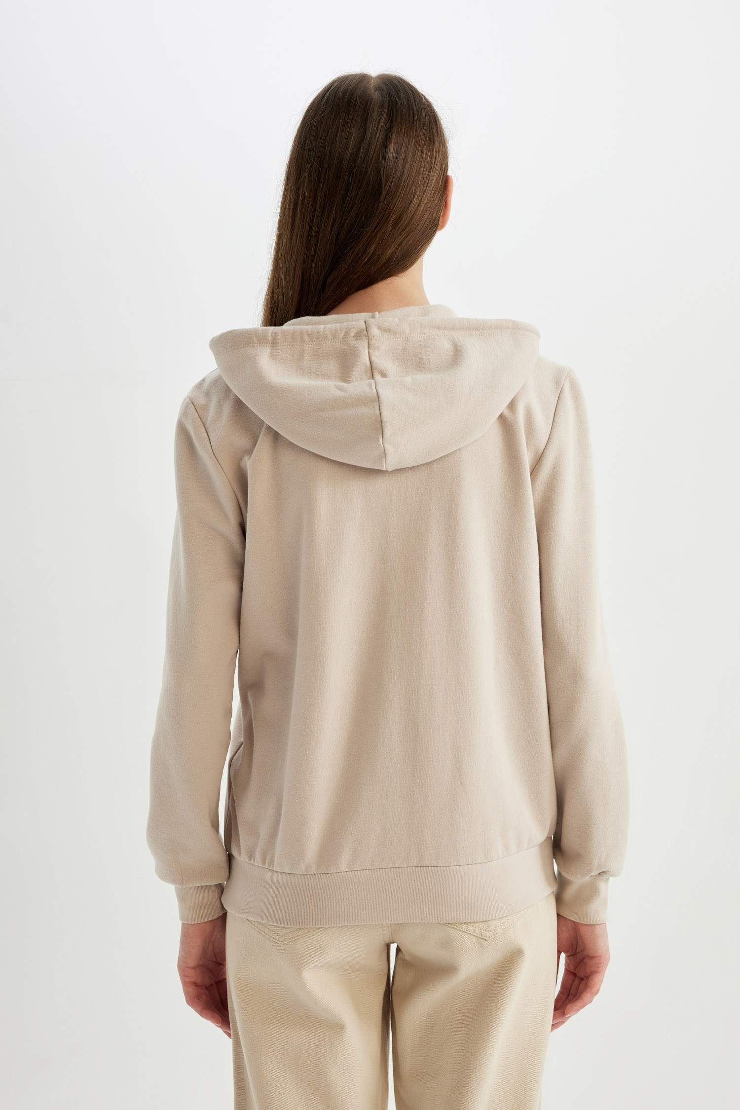 Regular Fit Kapüşonlu Cepli Basic Düz Fermuarlı Sweatshirt