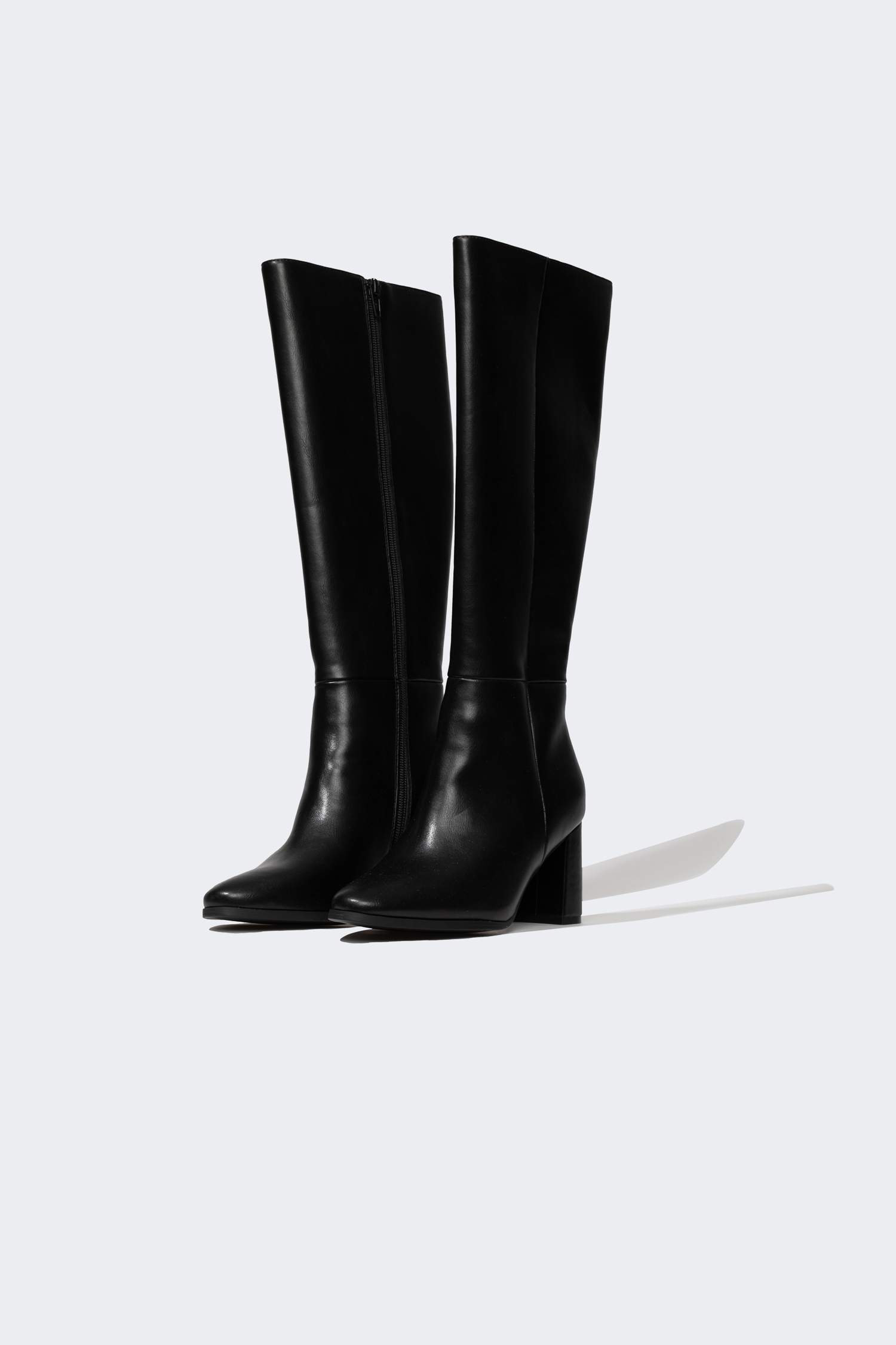 Bottes Cuir Synthétique à Semelle Compensée à Fermeture Éclair Pour Femme