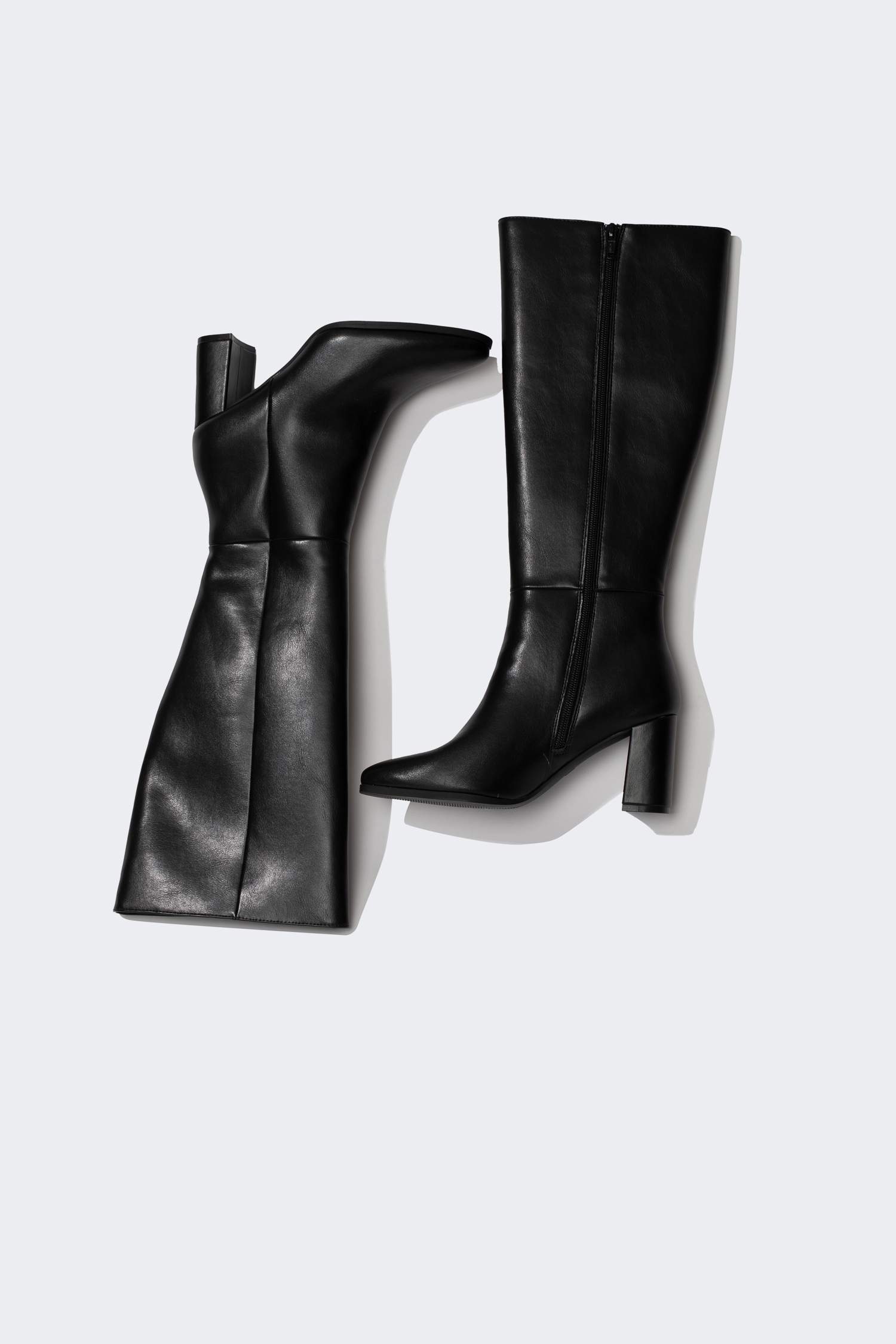 Bottes Cuir Synthétique à Semelle Compensée à Fermeture Éclair Pour Femme