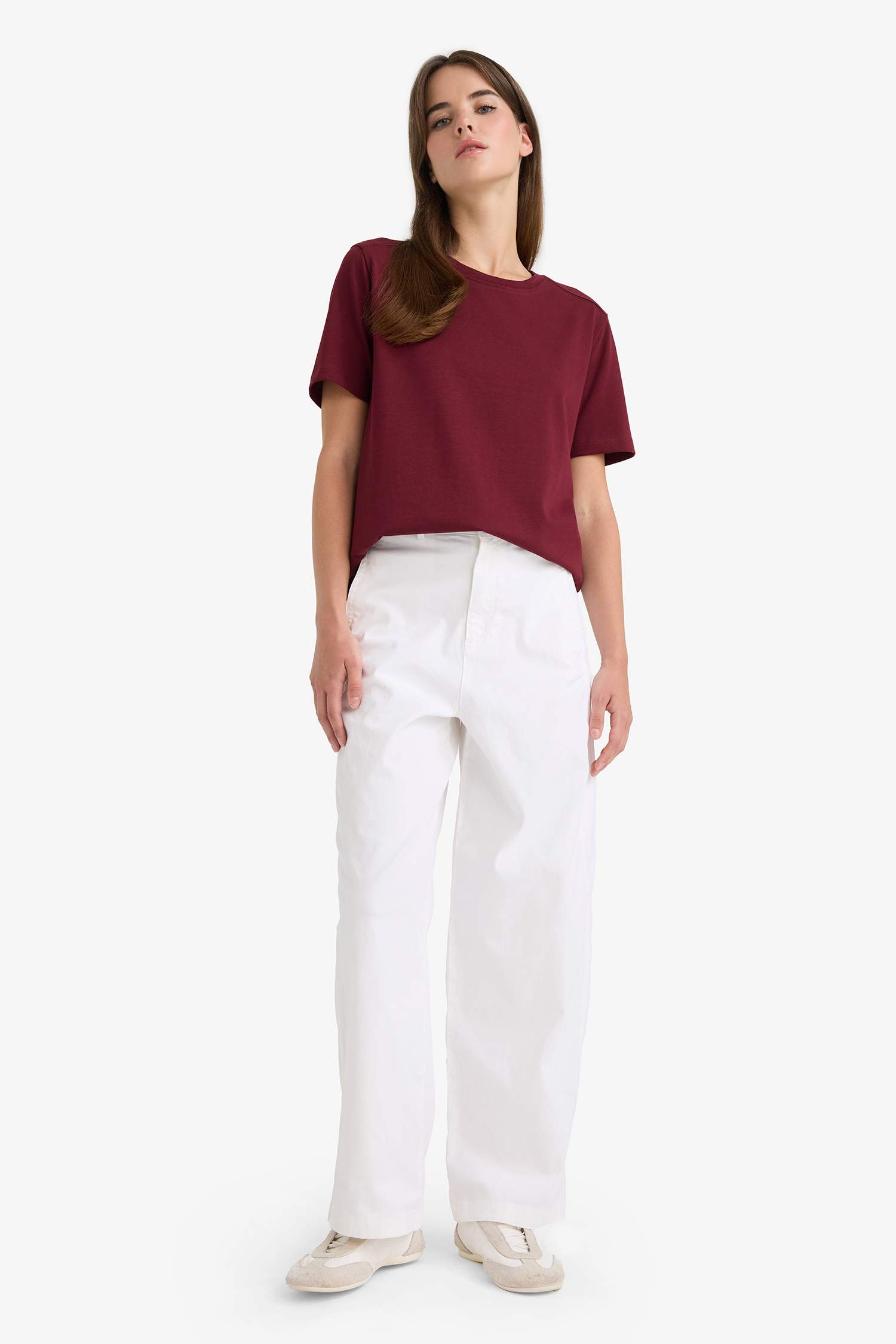 Regular Fit Bisiklet Yaka Basic Düz Premium Kısa Kollu Tişört