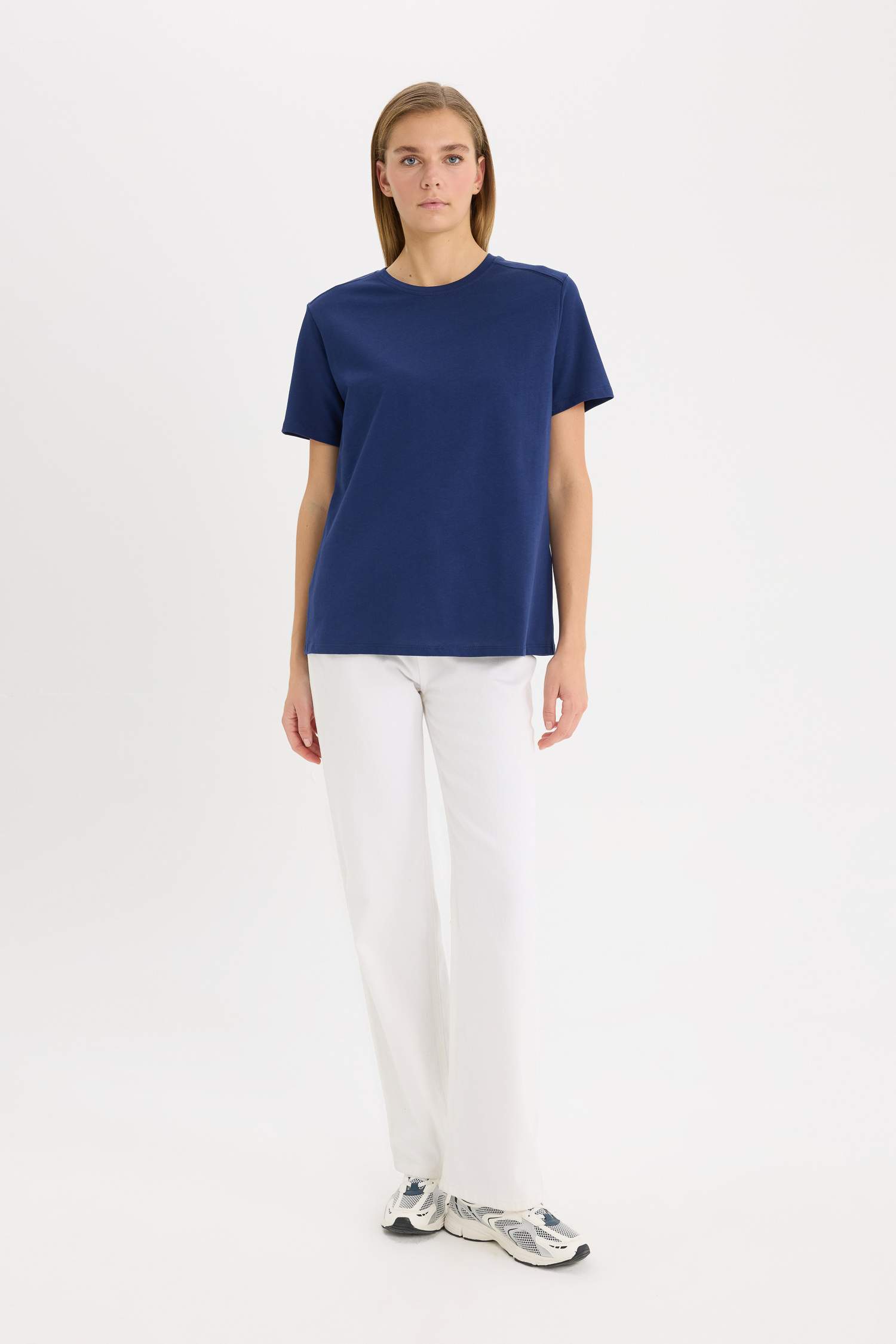 Regular Fit Bisiklet Yaka Basic Düz Premium Kısa Kollu Tişört