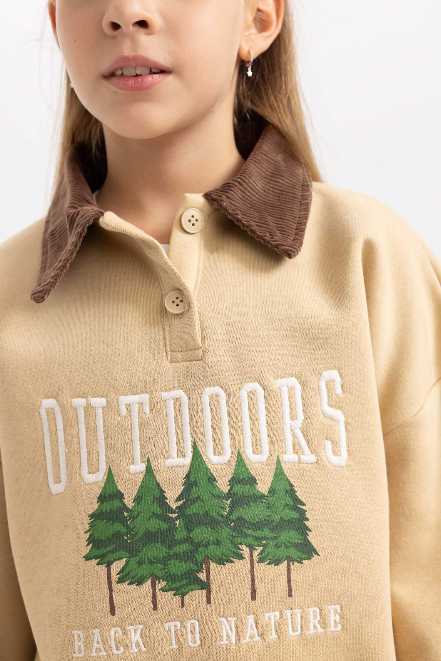 Girl Oversize Fit Nature Printed Soft Fluffy Thick Sweatshirt