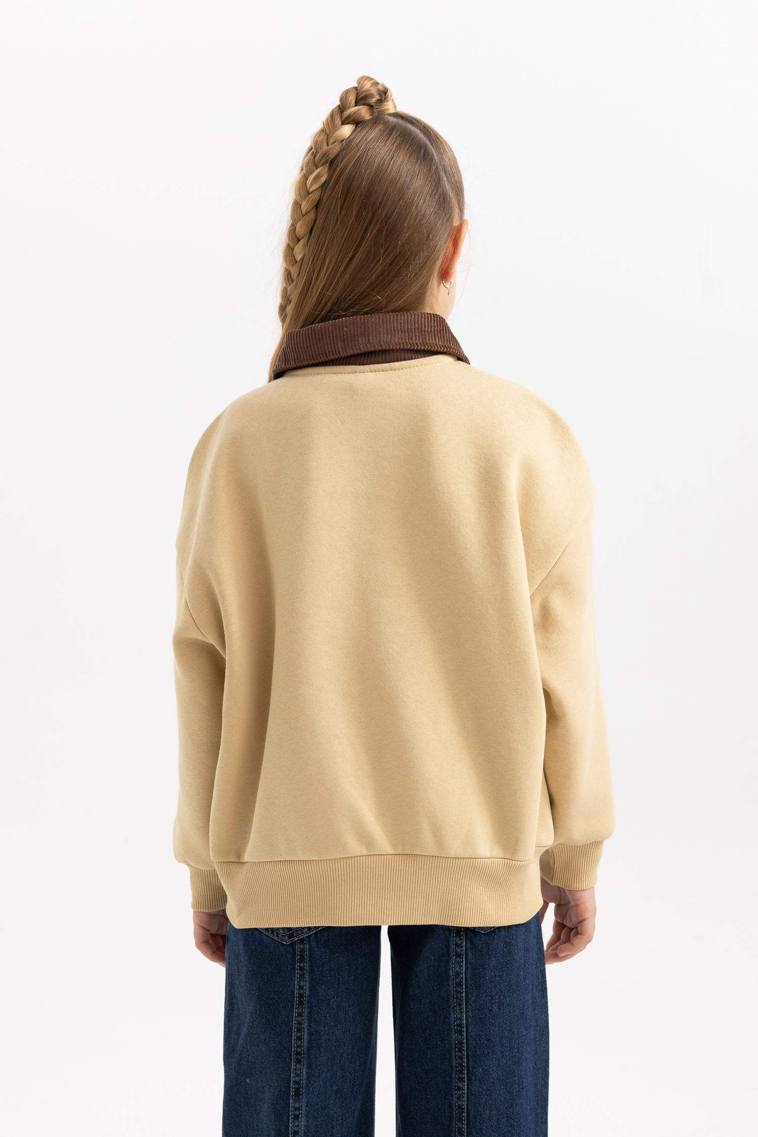 Girl Oversize Fit Nature Printed Soft Fluffy Thick Sweatshirt