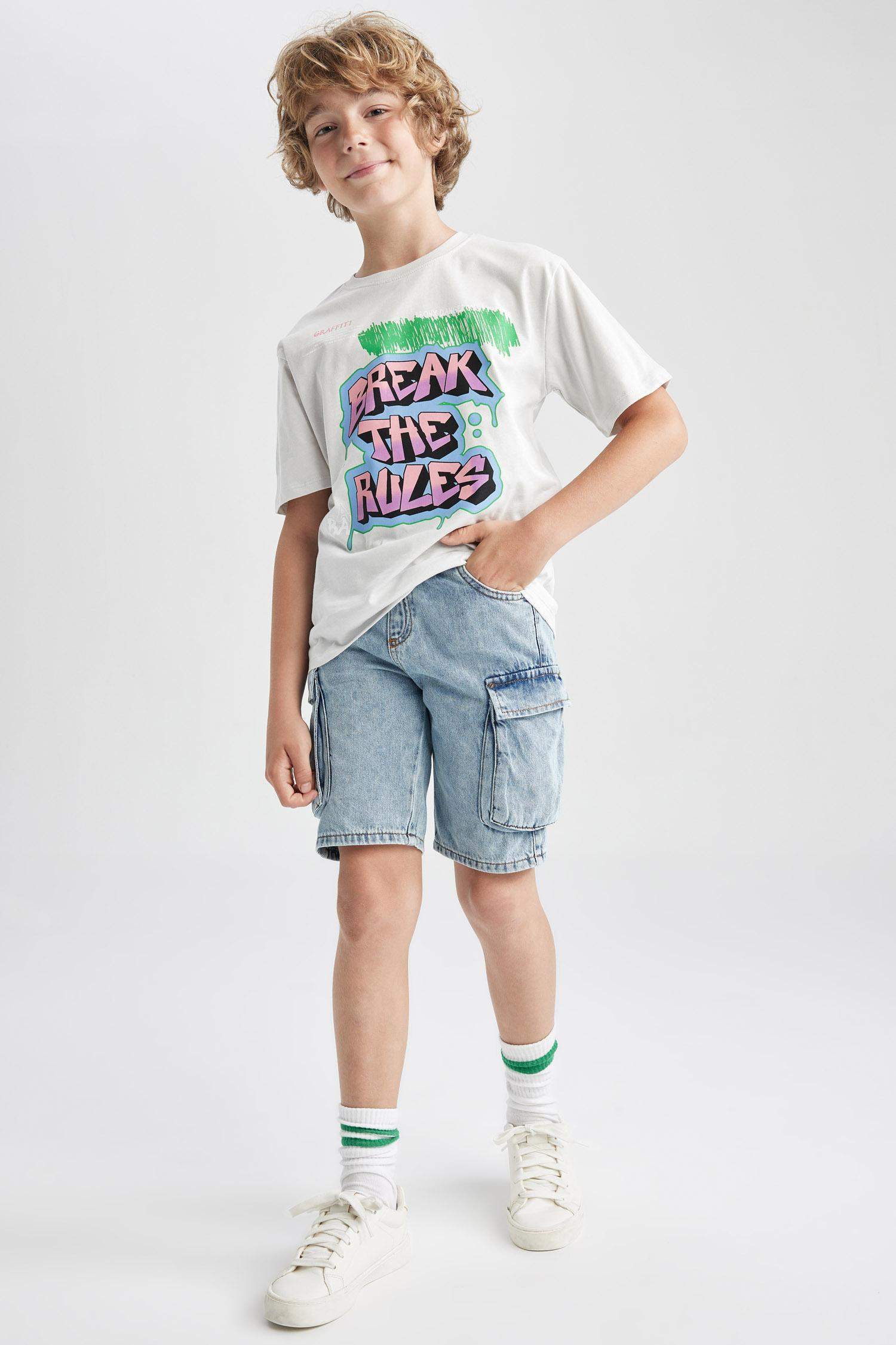 Футболка с круглым вырезом с принтом для мальчиков