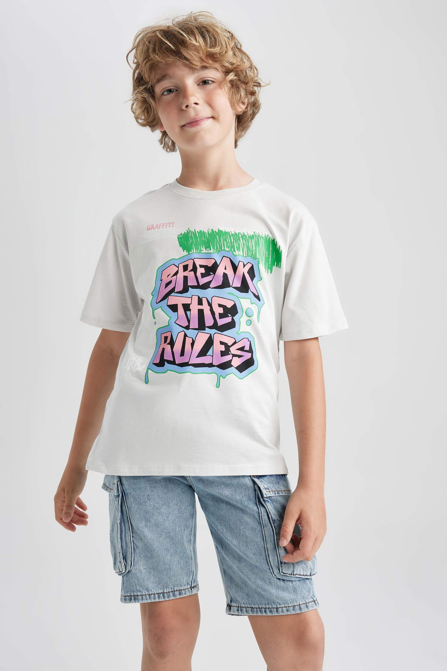 Футболка с круглым вырезом с принтом для мальчиков