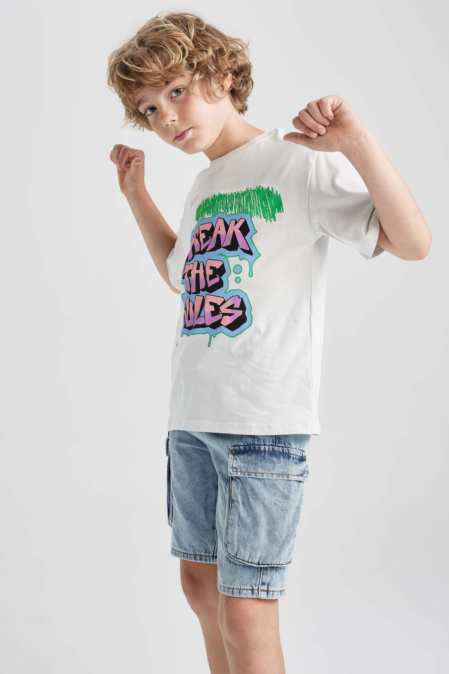 Футболка с круглым вырезом с принтом для мальчиков