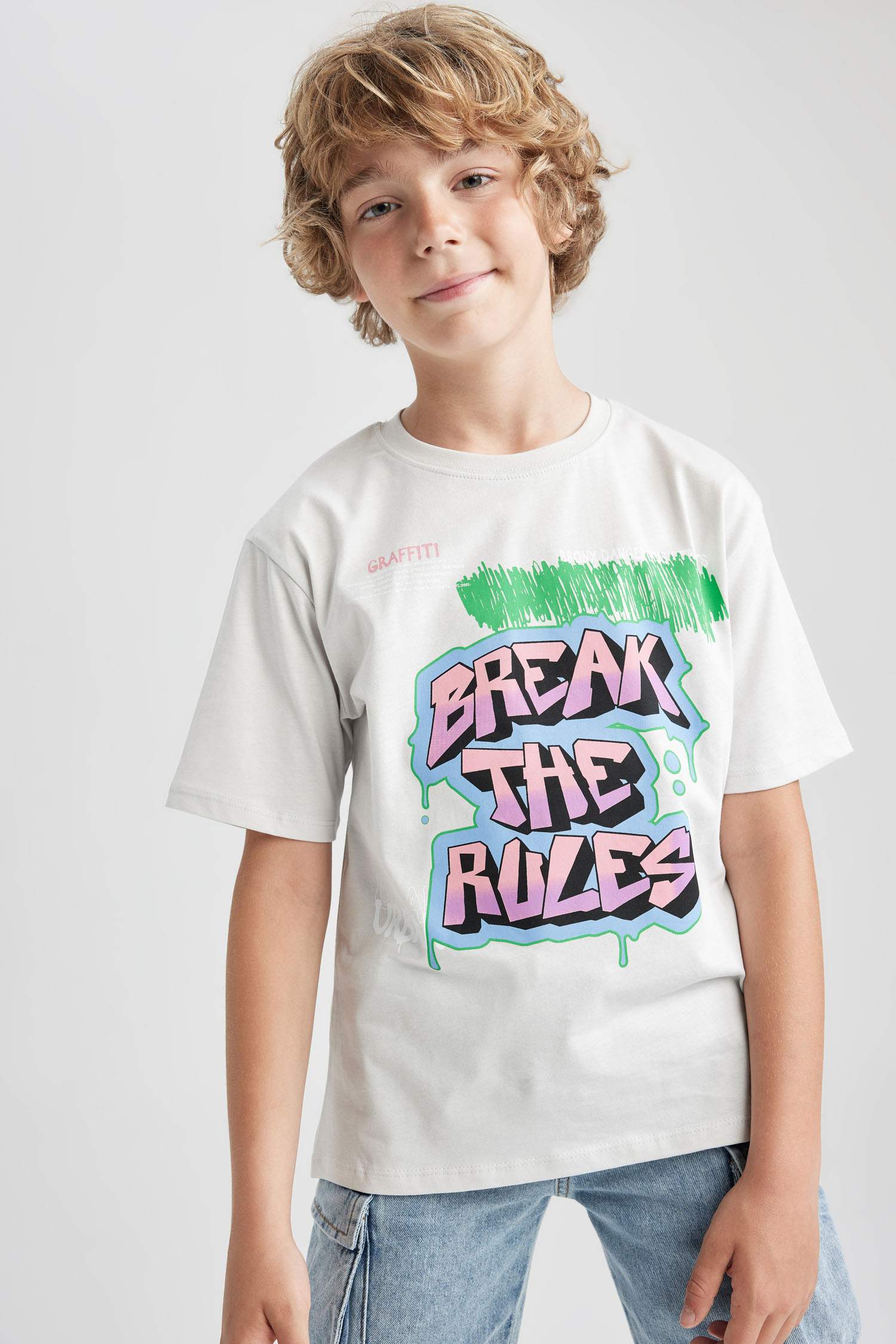 Футболка с круглым вырезом с принтом для мальчиков