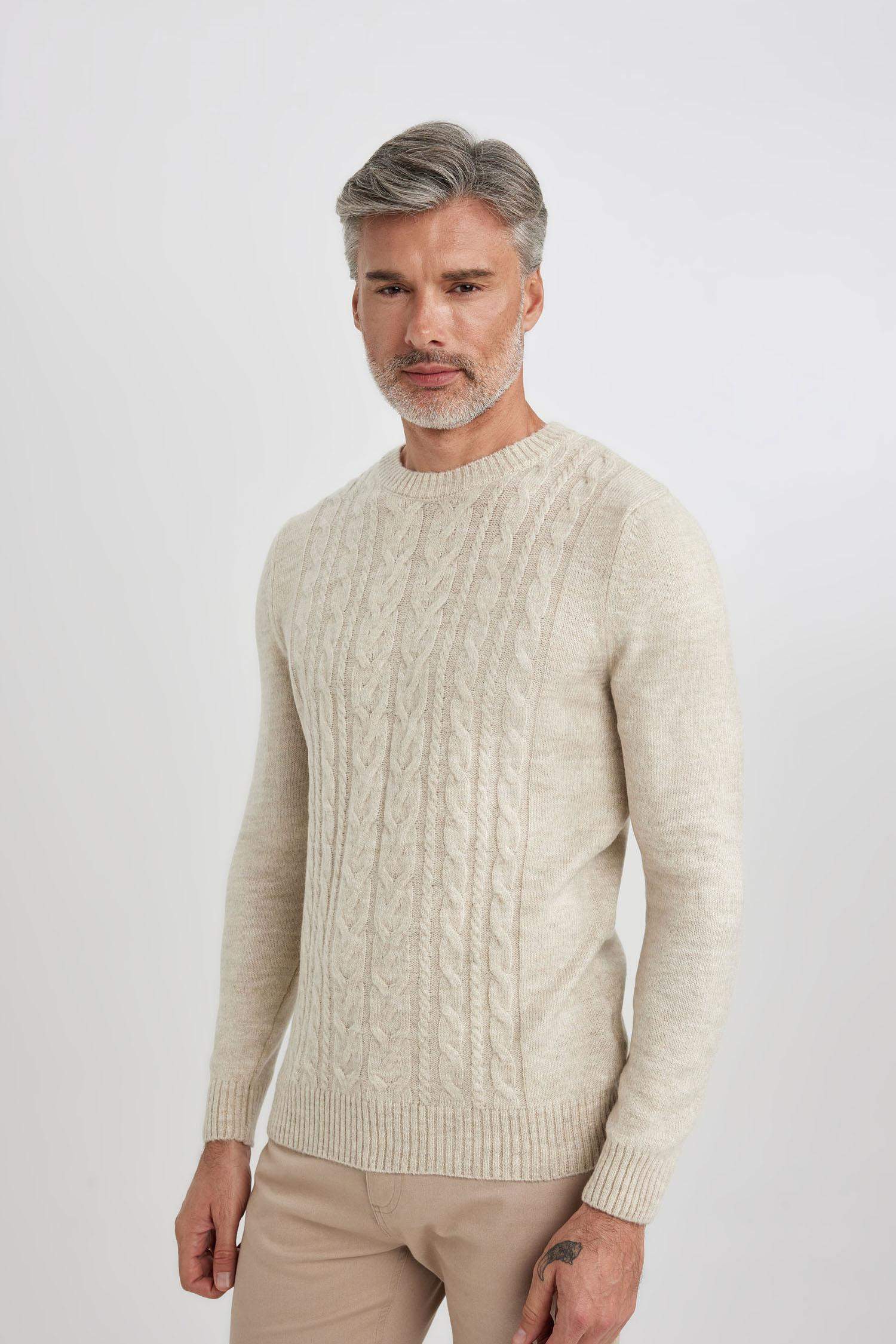 Пуловер стандартного крою з круглим вирізом трикотажний для чоловіків