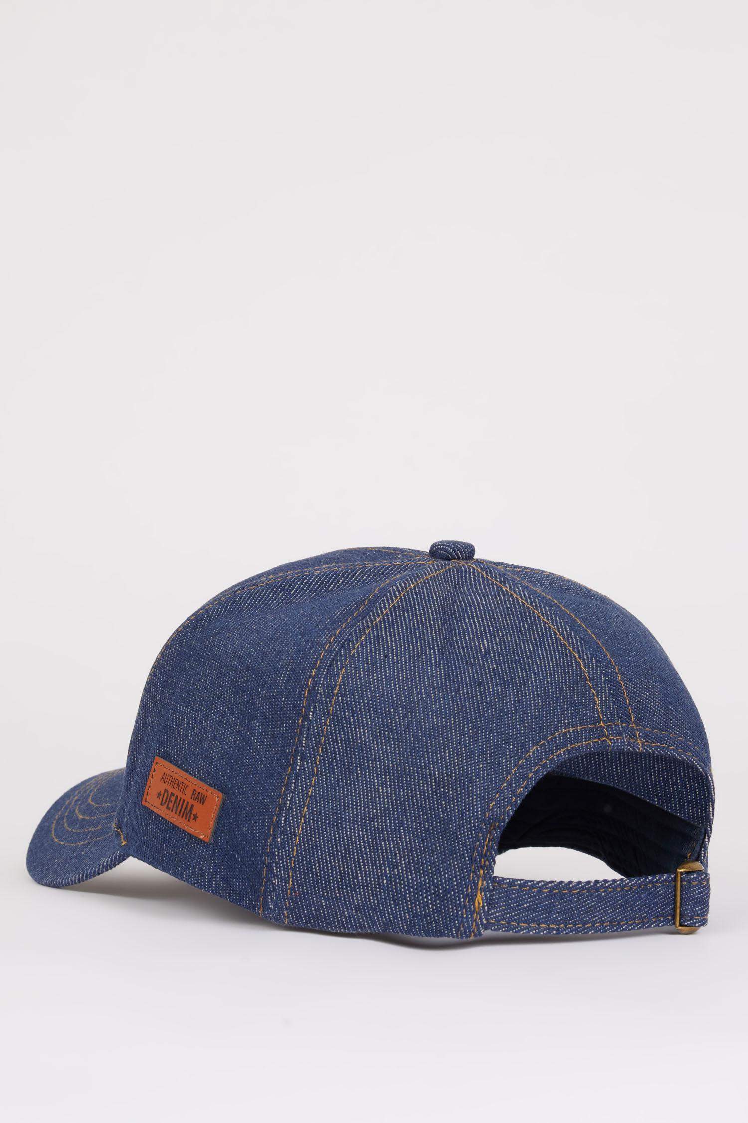 Erkek Etiket Baskılı Jean Cap Şapka