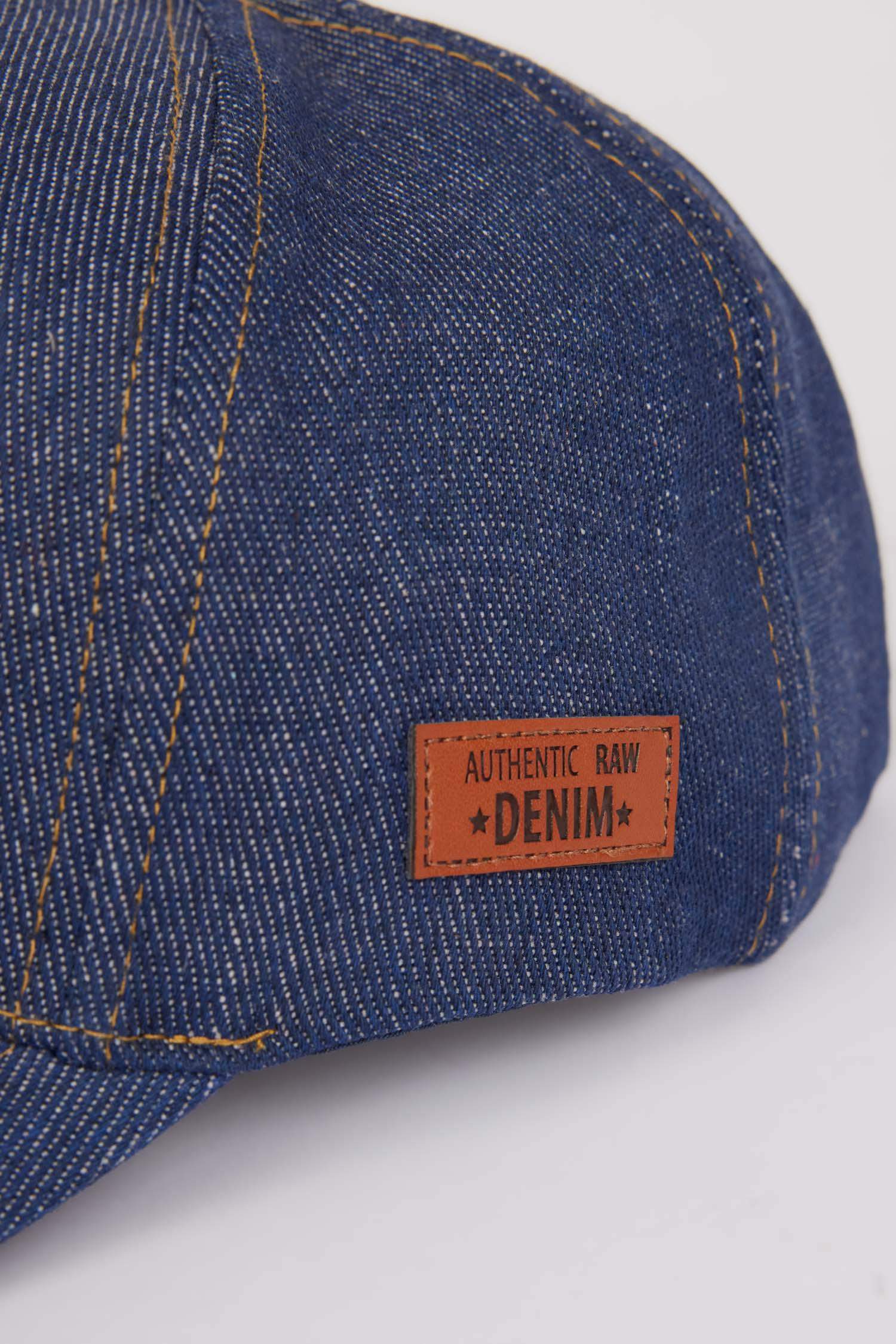 Erkek Etiket Baskılı Jean Cap Şapka