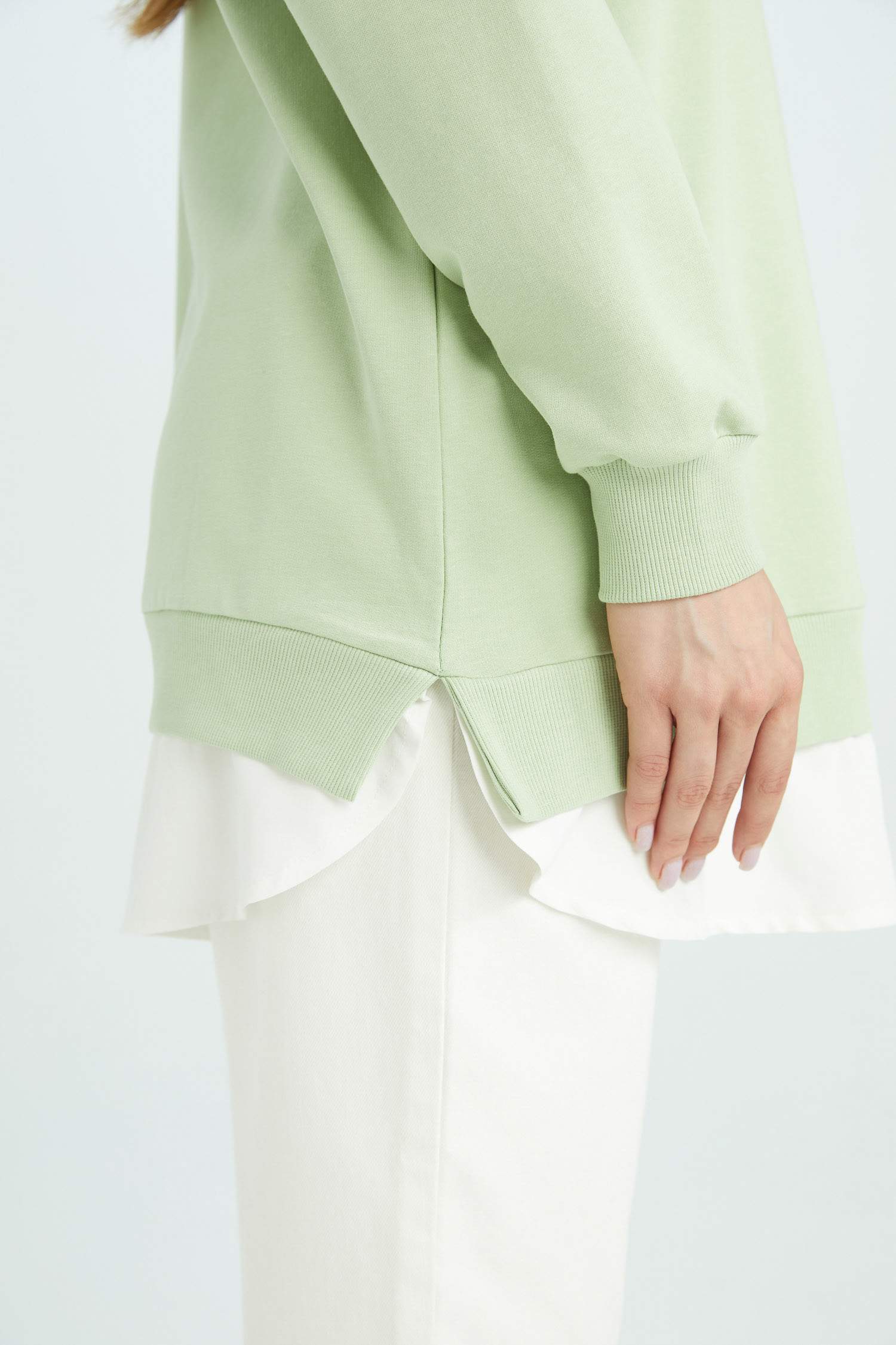 Regular Fit Bisiklet Yaka Basic Düz Sweatshirt Tunik