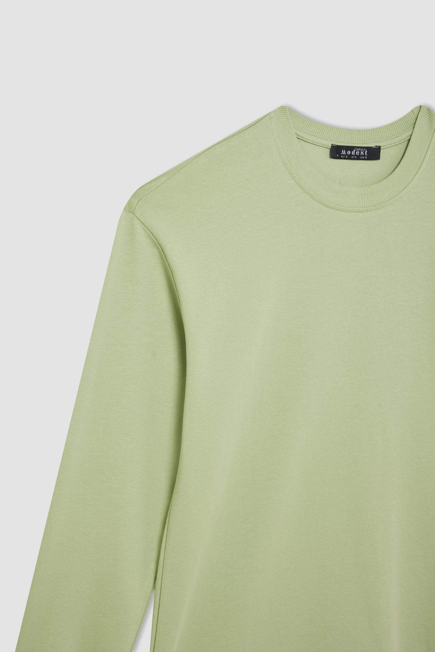 Regular Fit Bisiklet Yaka Basic Düz Sweatshirt Tunik