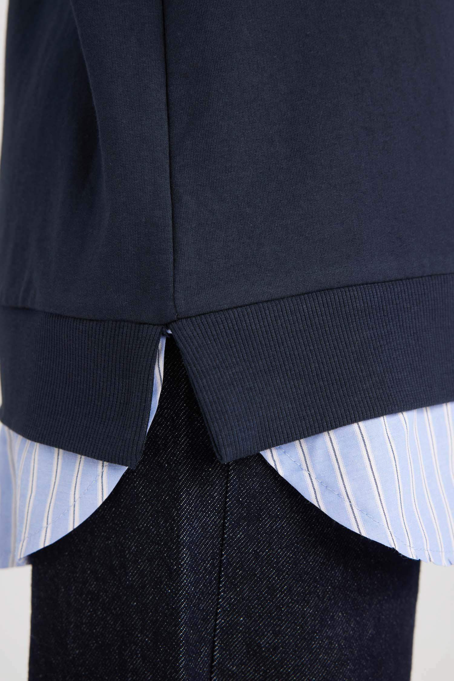 Regular Fit Crew Neck Sweatshirt Tunic