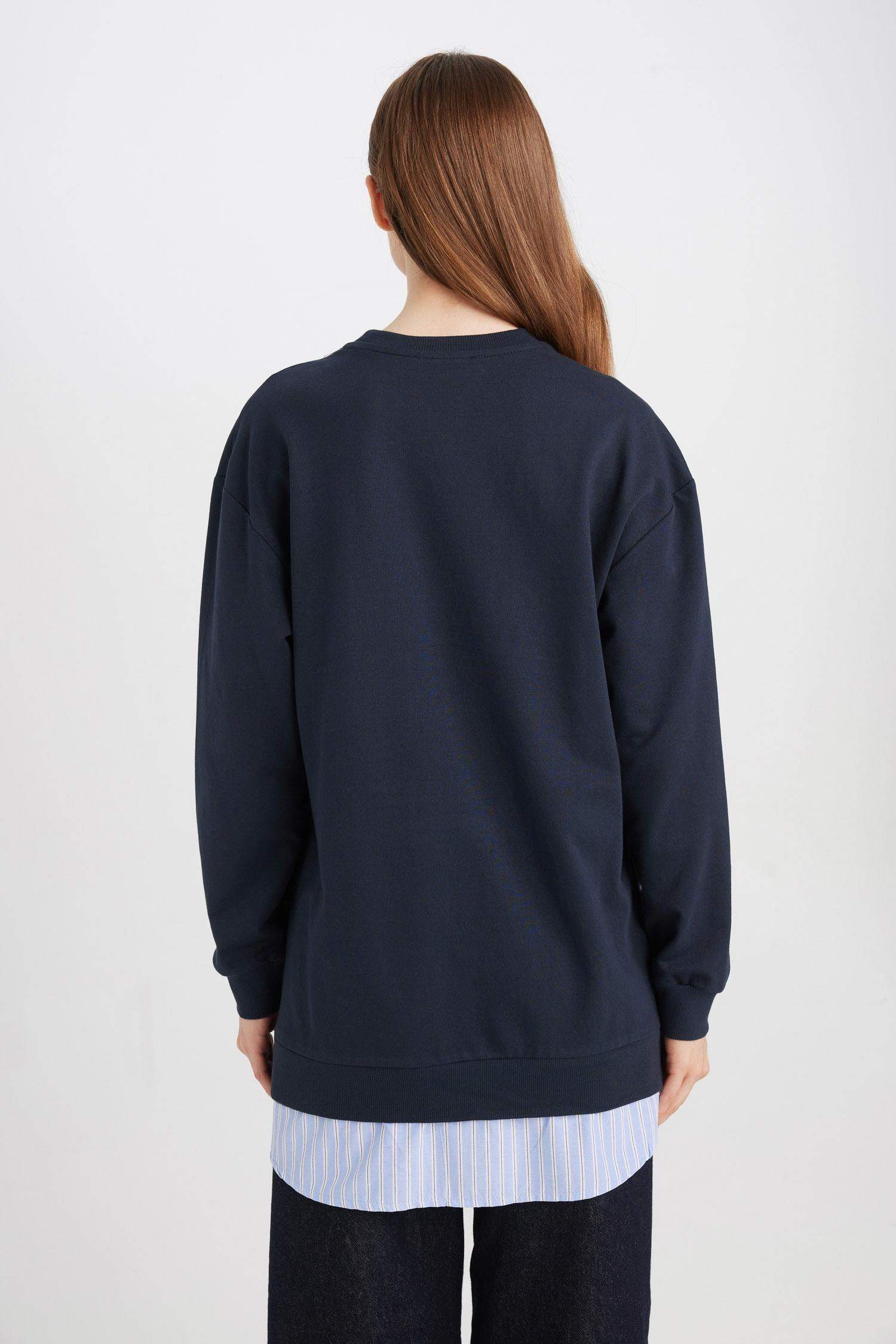 Regular Fit Crew Neck Sweatshirt Tunic