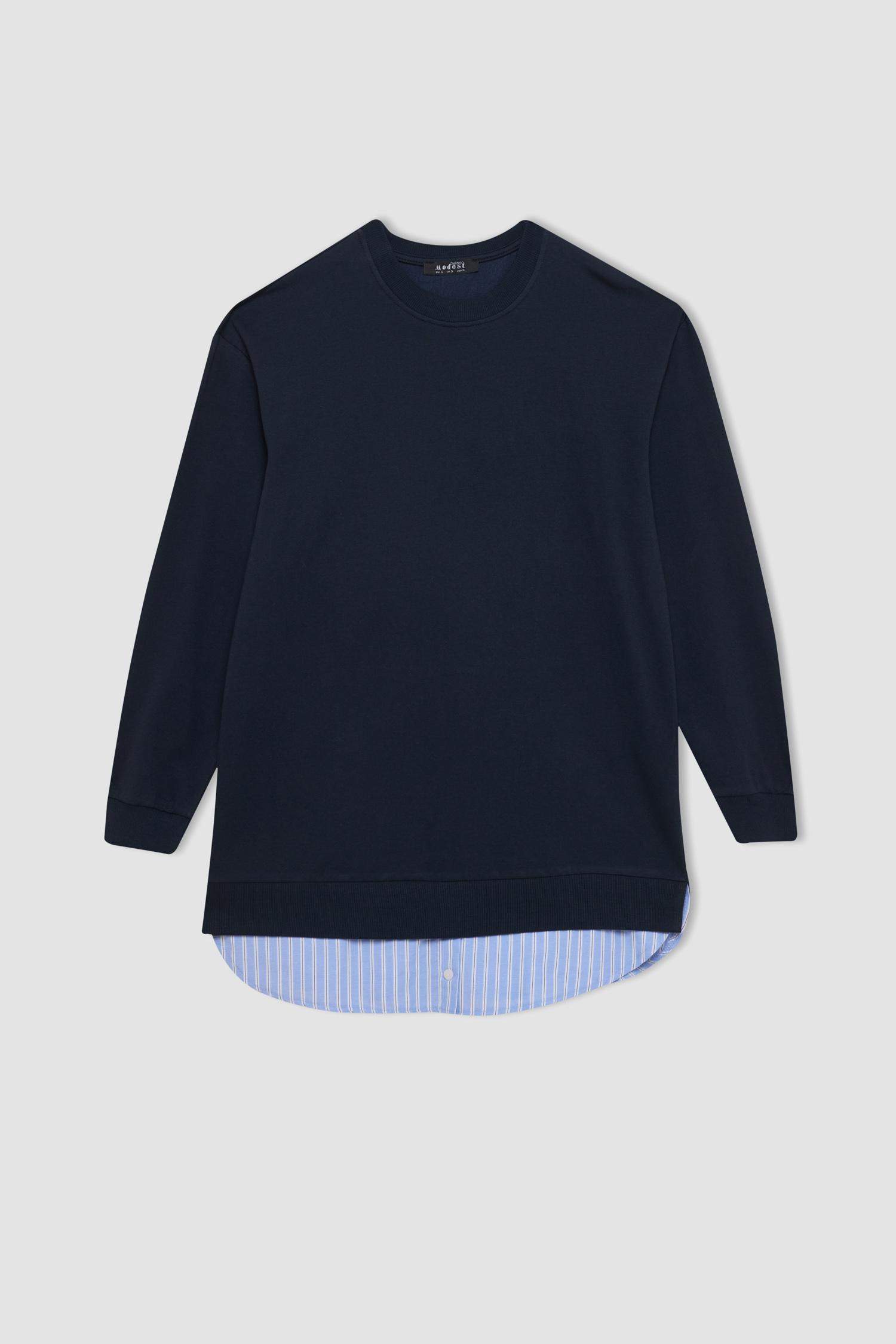 Regular Fit Crew Neck Sweatshirt Tunic